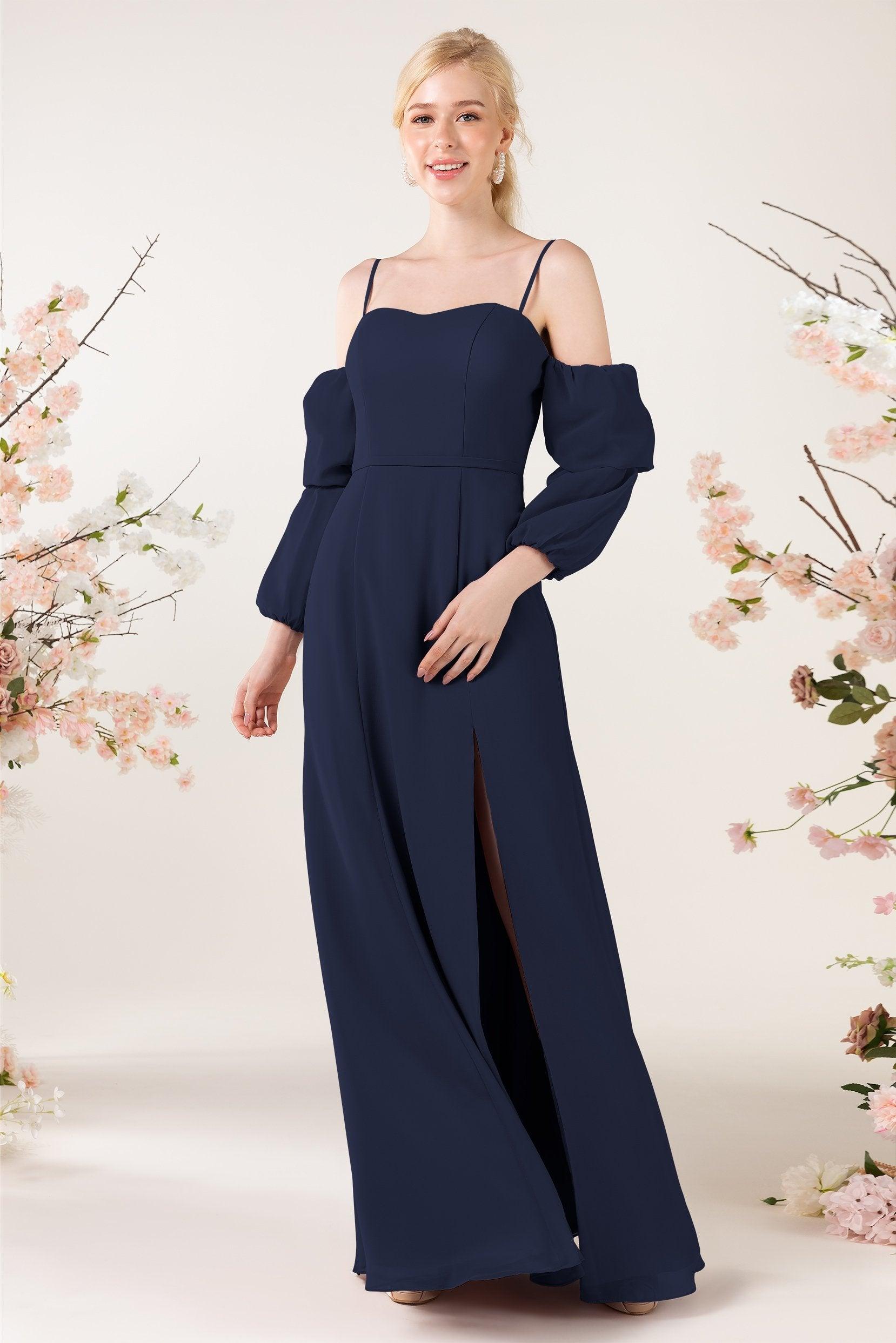 Trumpet Sweep-Brush Train Chiffon Bridesmaid Dress CB0459 - COCOMELODY