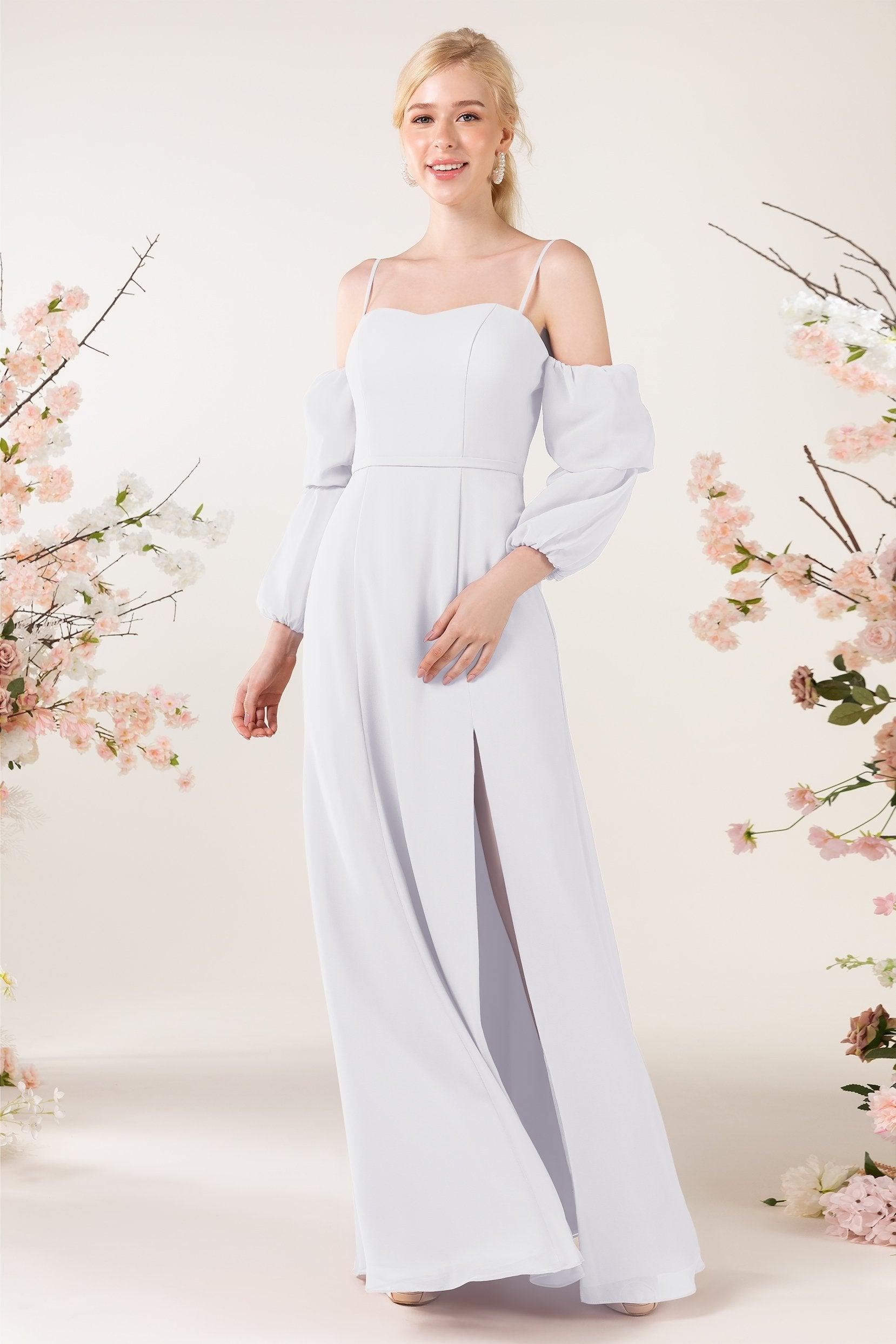 Trumpet Sweep-Brush Train Chiffon Bridesmaid Dress CB0459 - COCOMELODY
