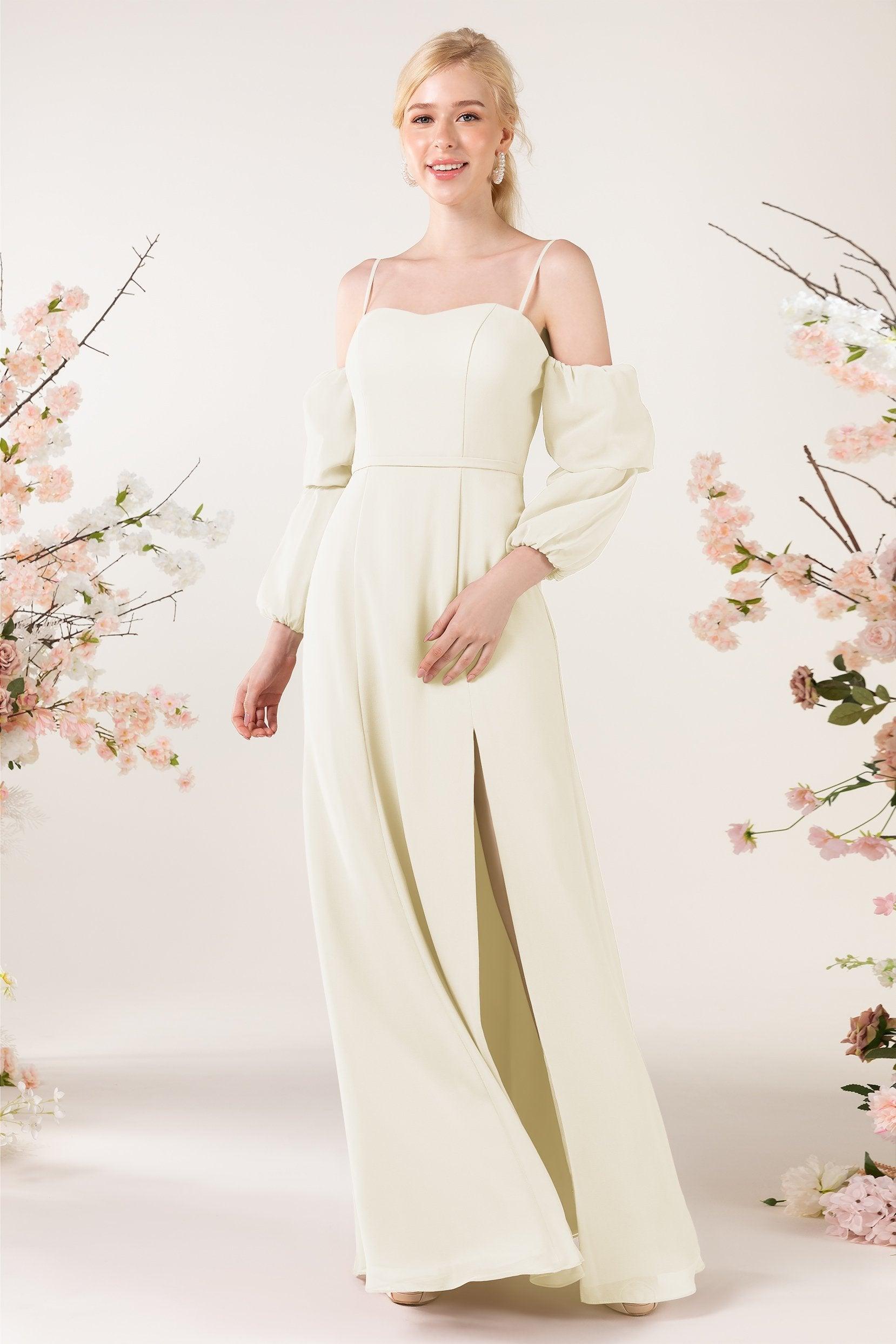Trumpet Sweep-Brush Train Chiffon Bridesmaid Dress CB0459 - COCOMELODY