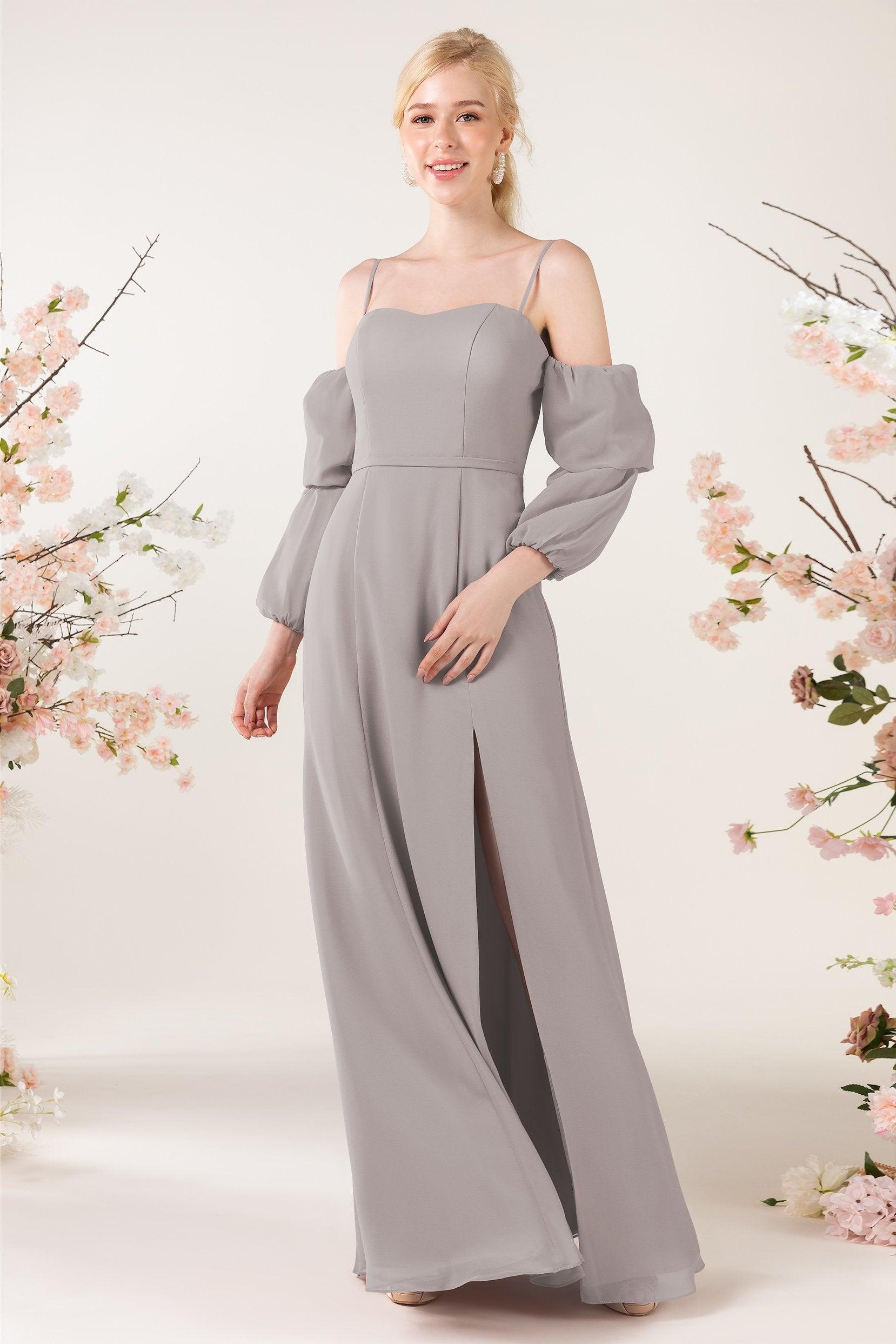Trumpet Sweep-Brush Train Chiffon Bridesmaid Dress CB0459 - COCOMELODY