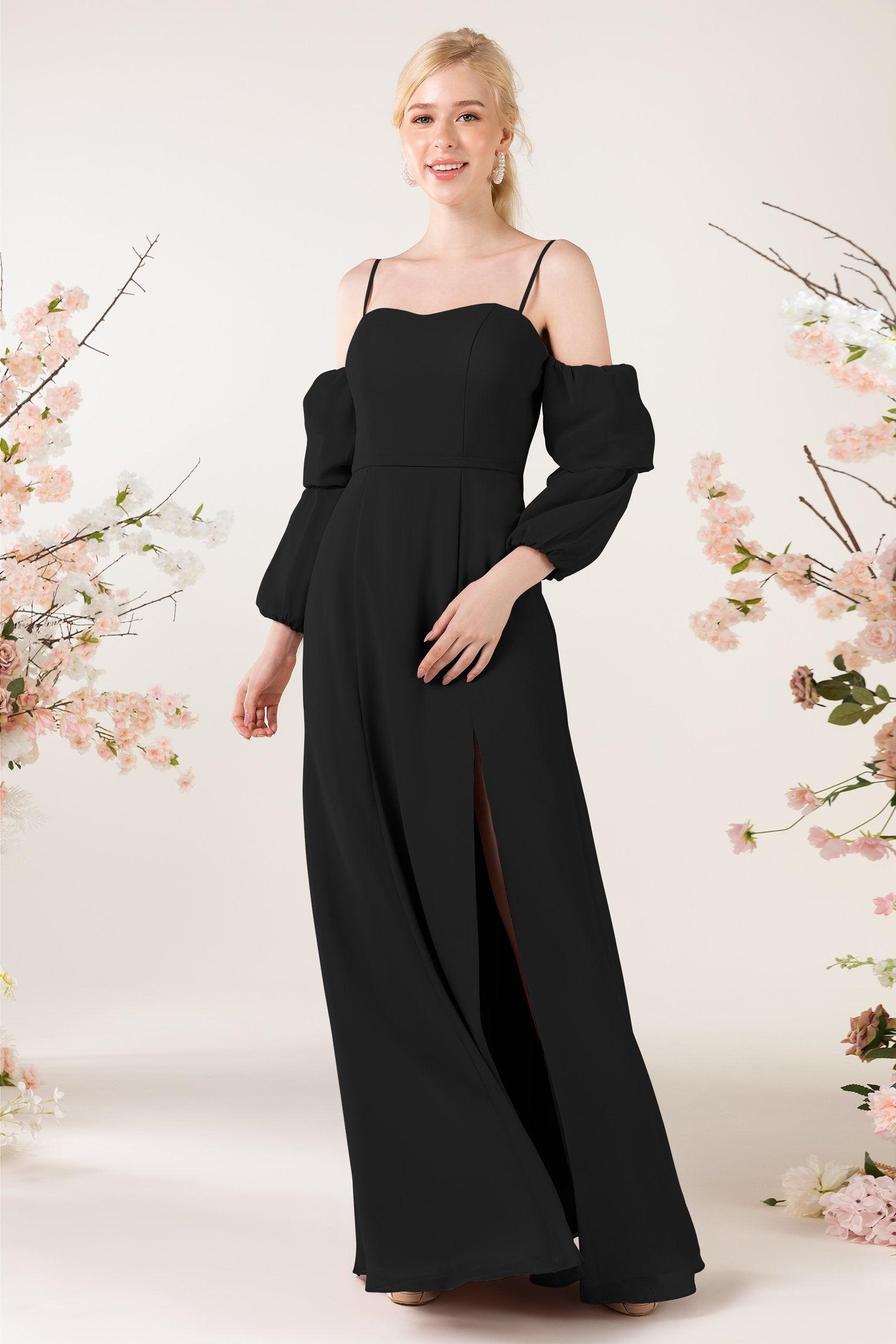 Trumpet Sweep-Brush Train Chiffon Bridesmaid Dress CB0459 - COCOMELODY