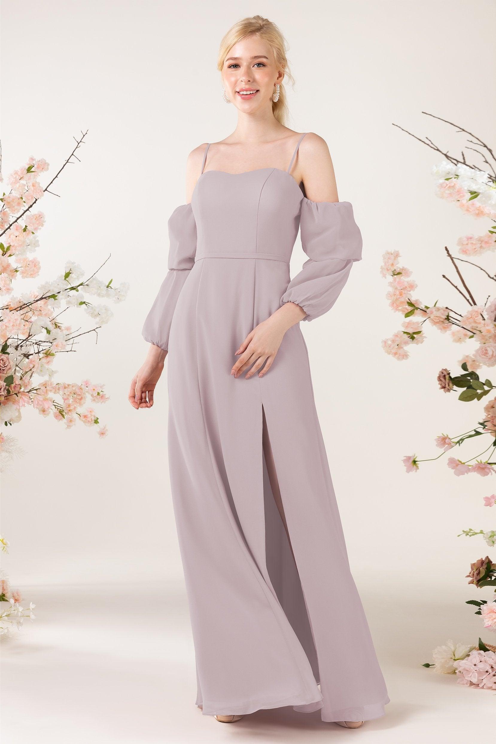 Trumpet Sweep-Brush Train Chiffon Bridesmaid Dress CB0459 - COCOMELODY