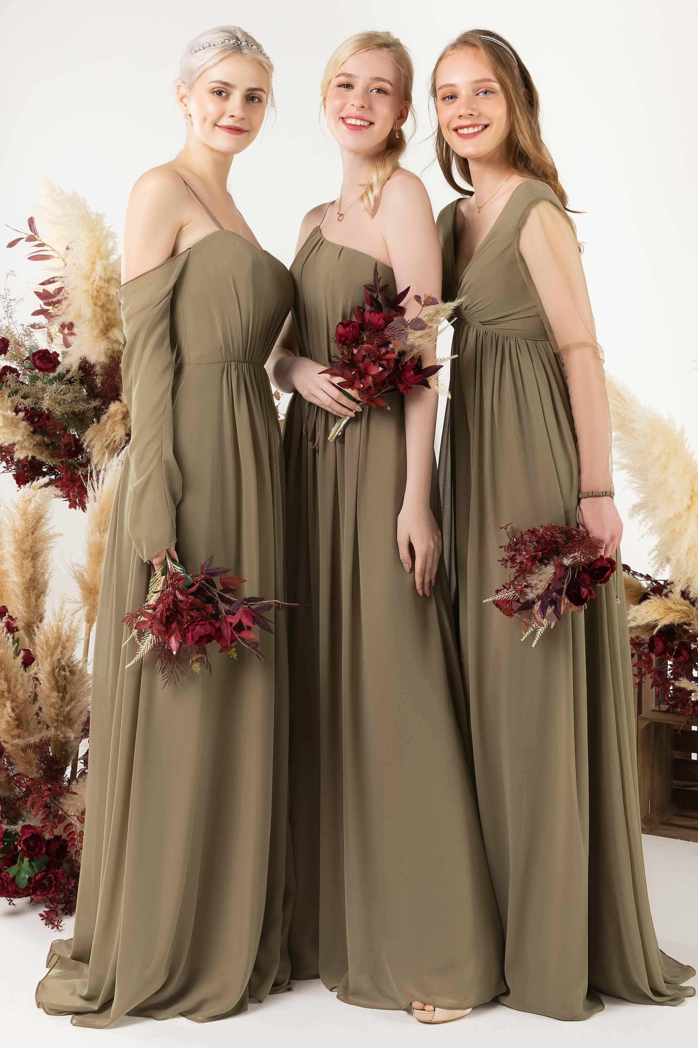 A-Line Floor Length Chiffon Bridesmaid Dress CB0462 - COCOMELODY