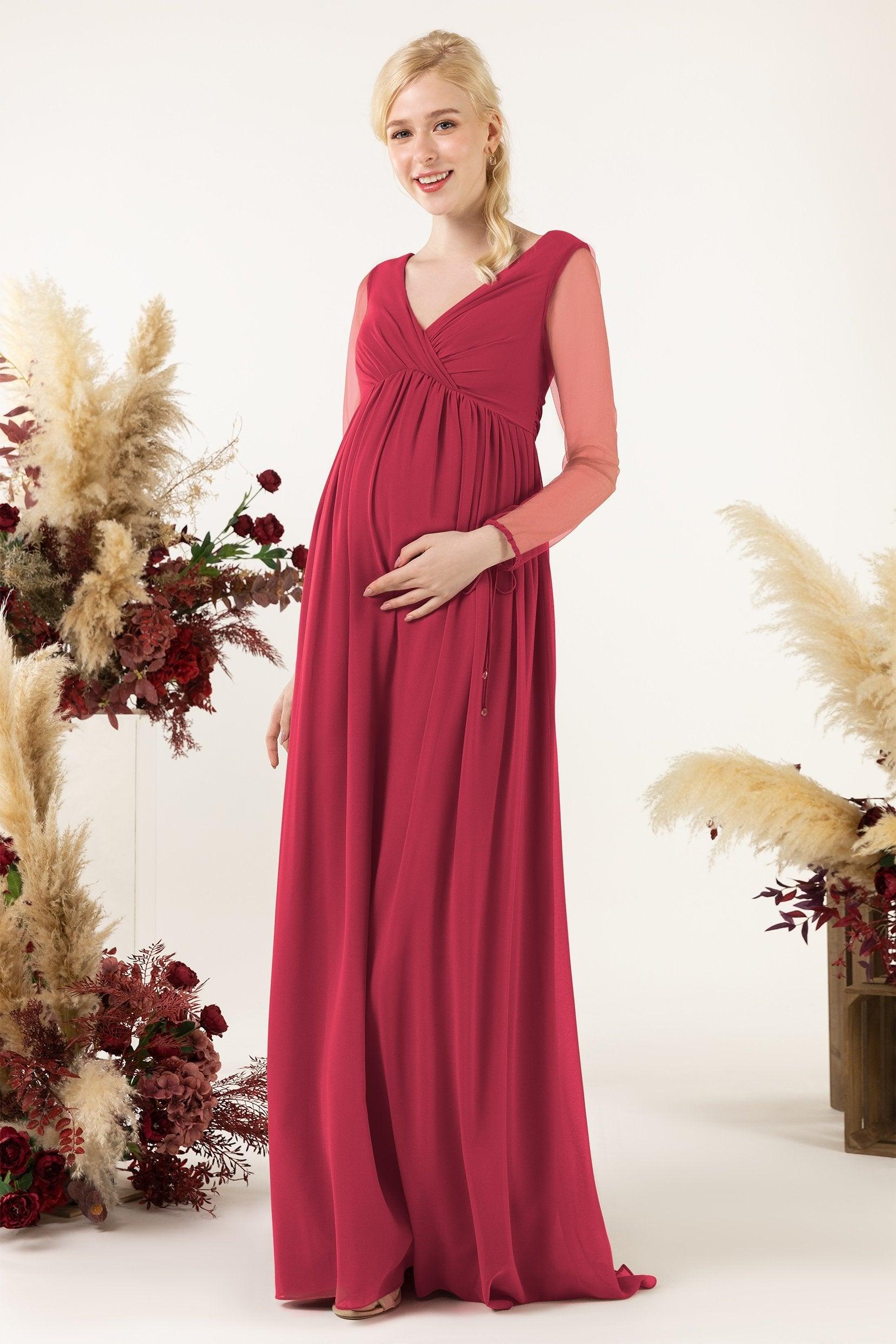 A-Line Sweep-Brush Train Chiffon Bridesmaid Dress CB0461M - COCOMELODY