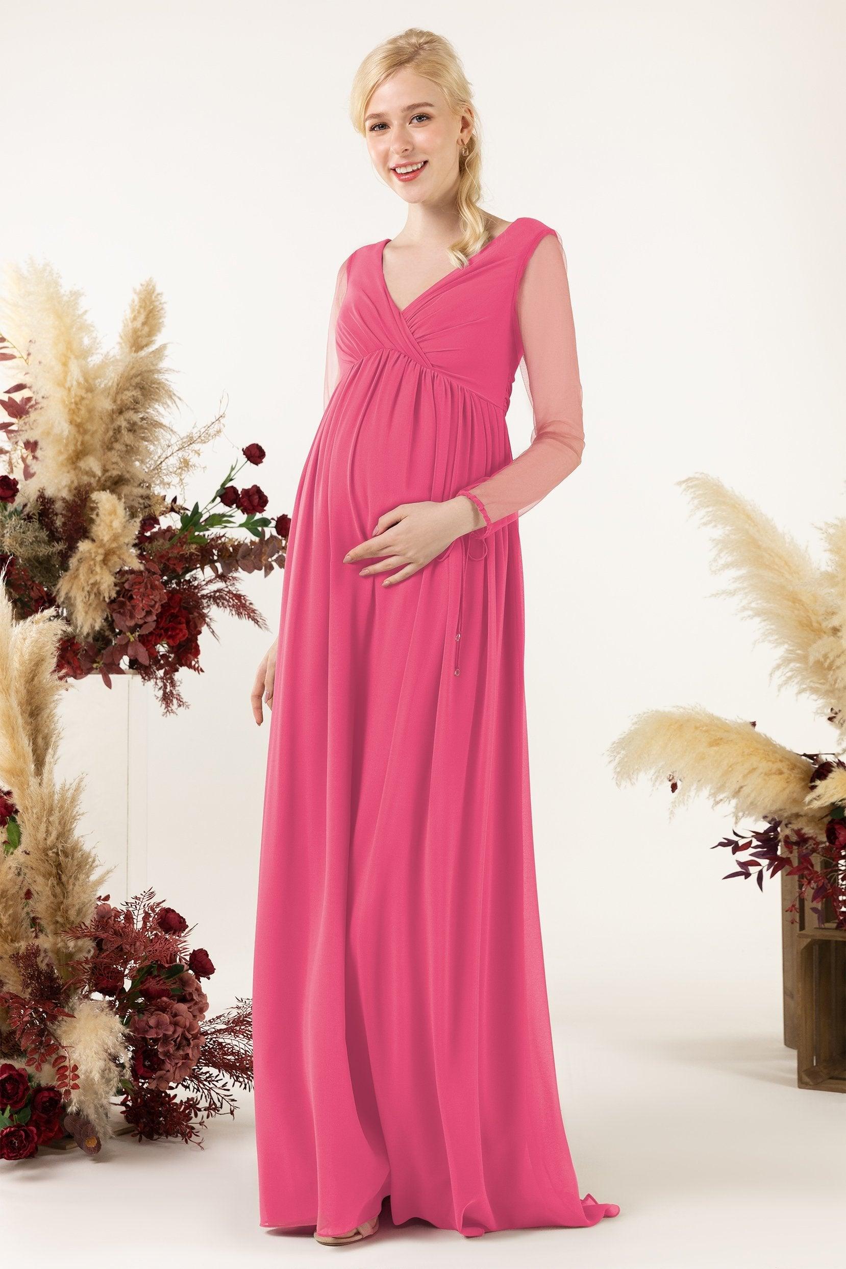 A-Line Sweep-Brush Train Chiffon Bridesmaid Dress CB0461M - COCOMELODY