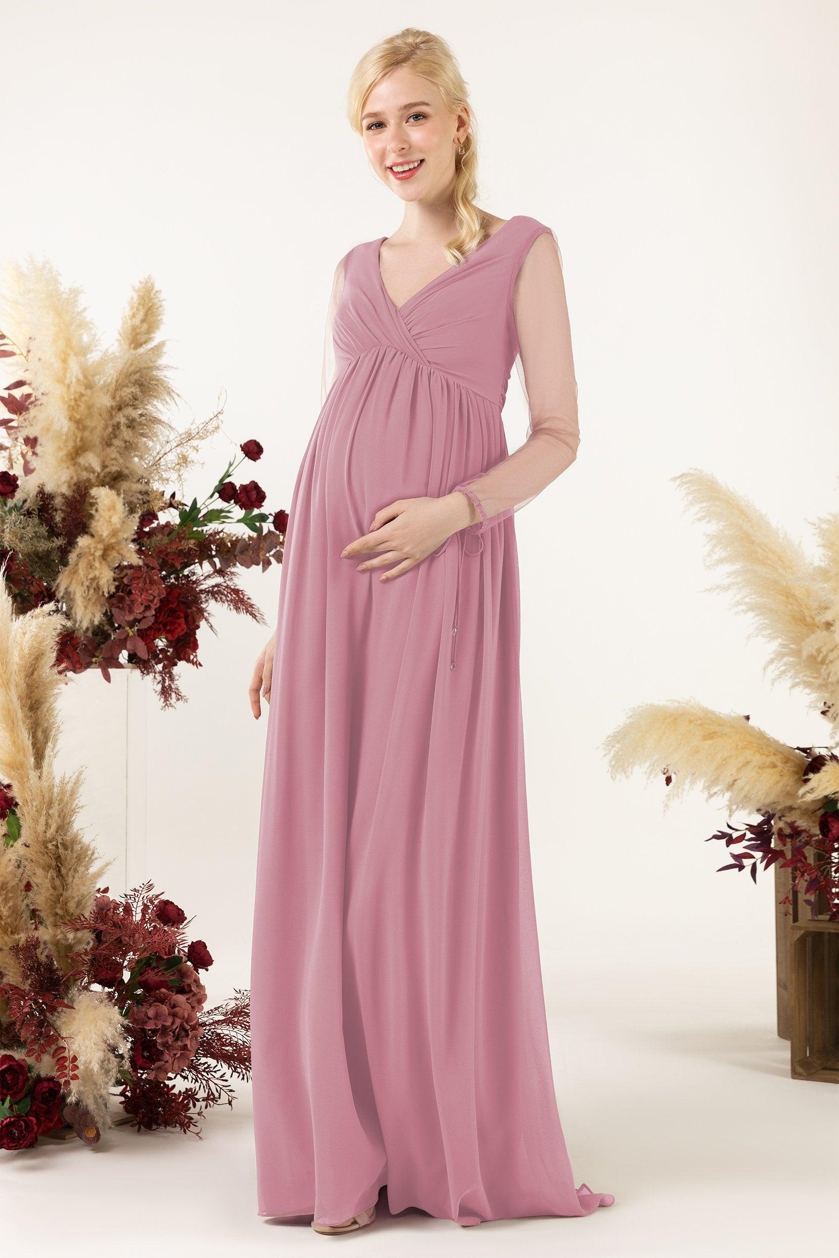 A-Line Sweep-Brush Train Chiffon Bridesmaid Dress CB0461M - COCOMELODY