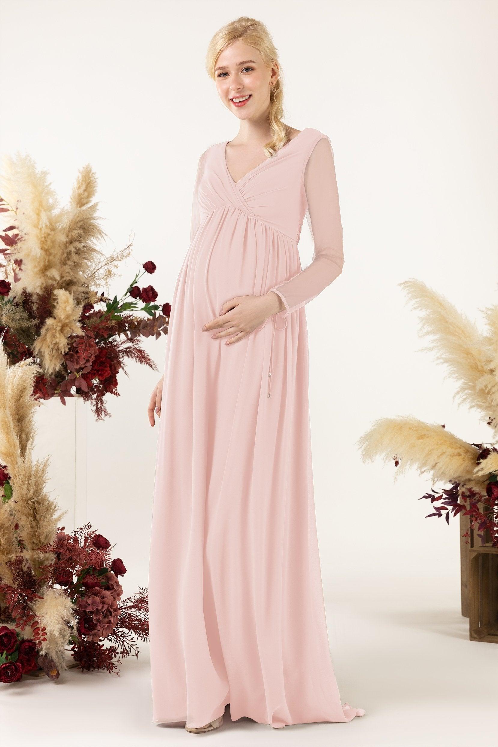 A-Line Sweep-Brush Train Chiffon Bridesmaid Dress CB0461M - COCOMELODY