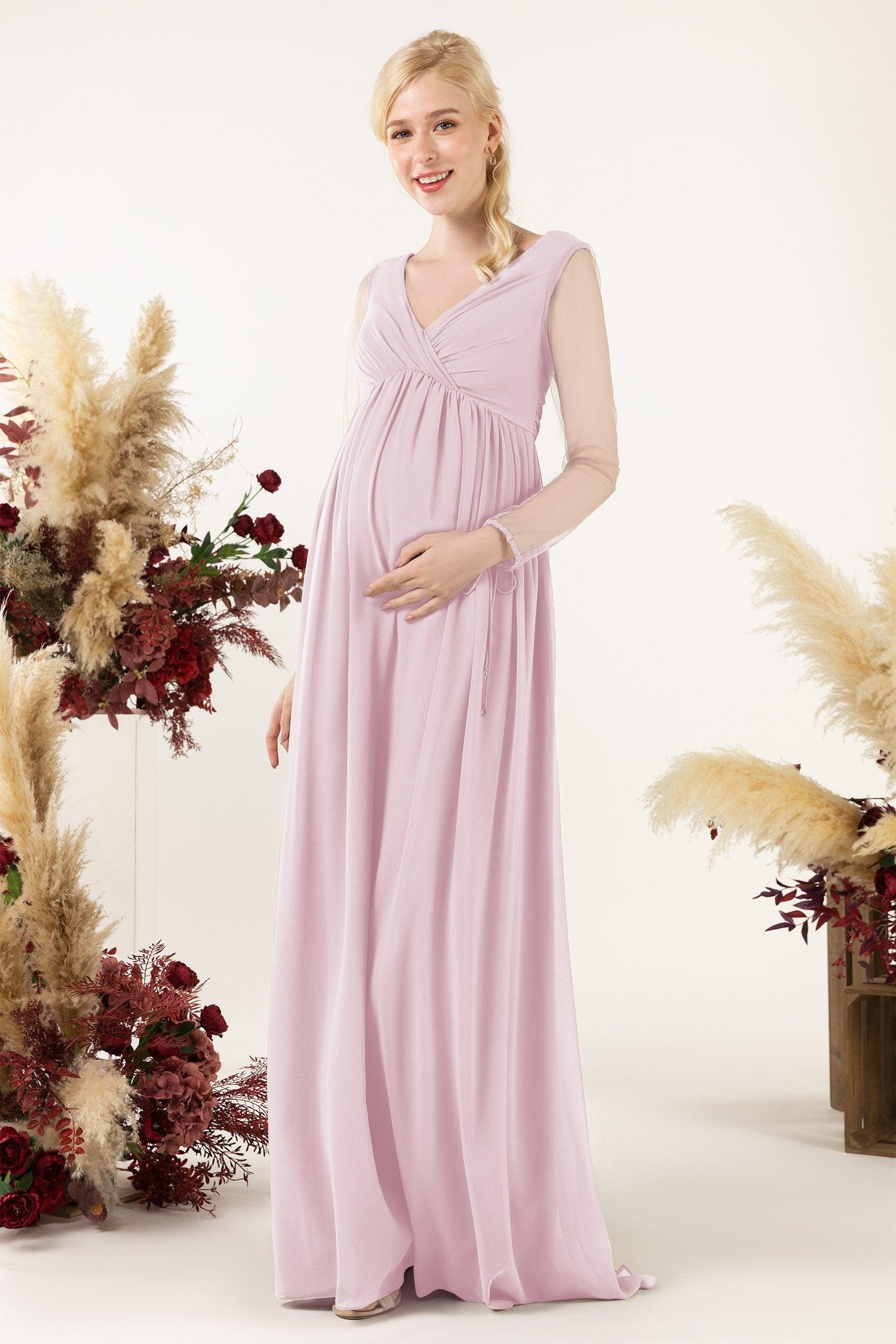A-Line Sweep-Brush Train Chiffon Bridesmaid Dress CB0461M - COCOMELODY