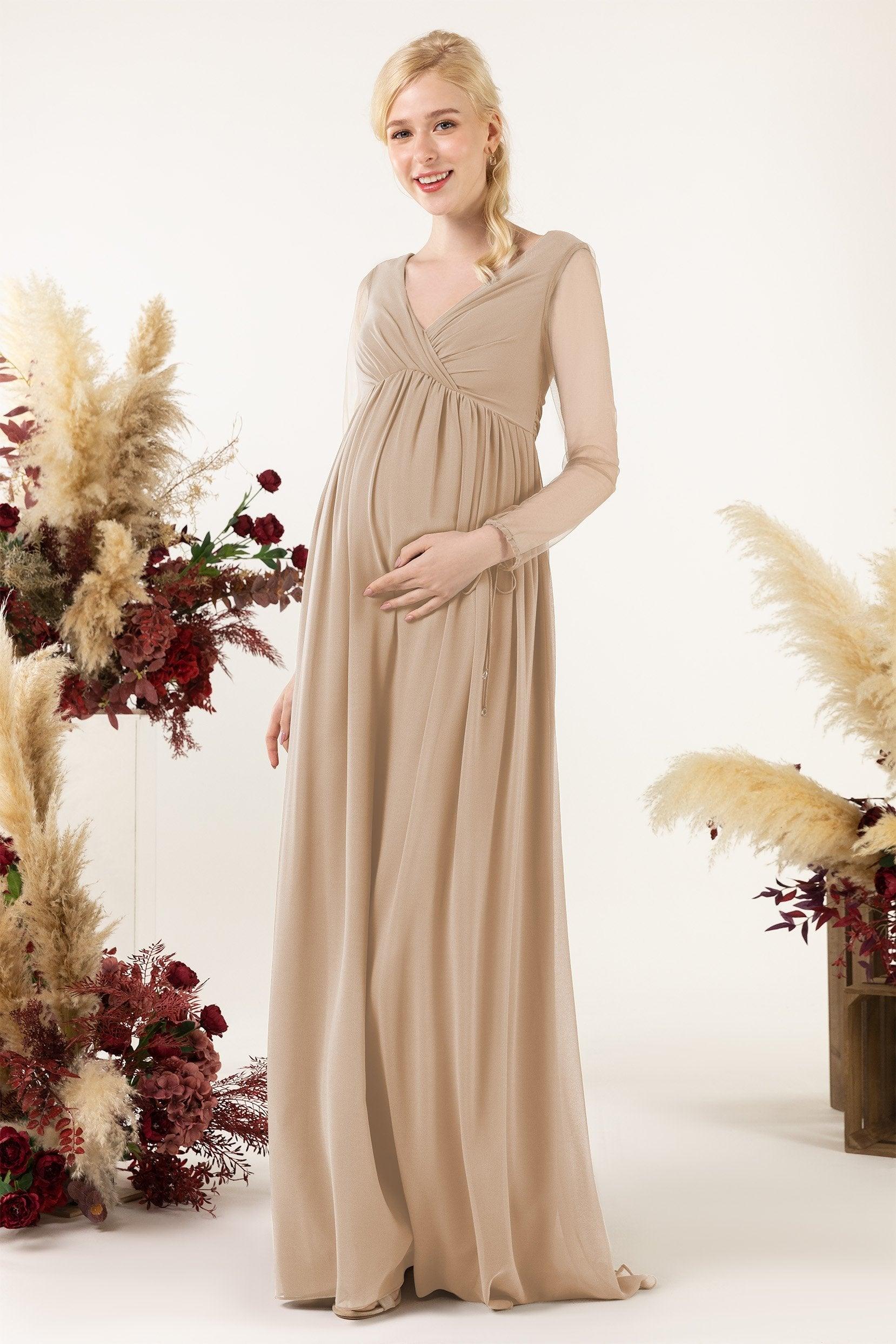 A-Line Sweep-Brush Train Chiffon Bridesmaid Dress CB0461M - COCOMELODY