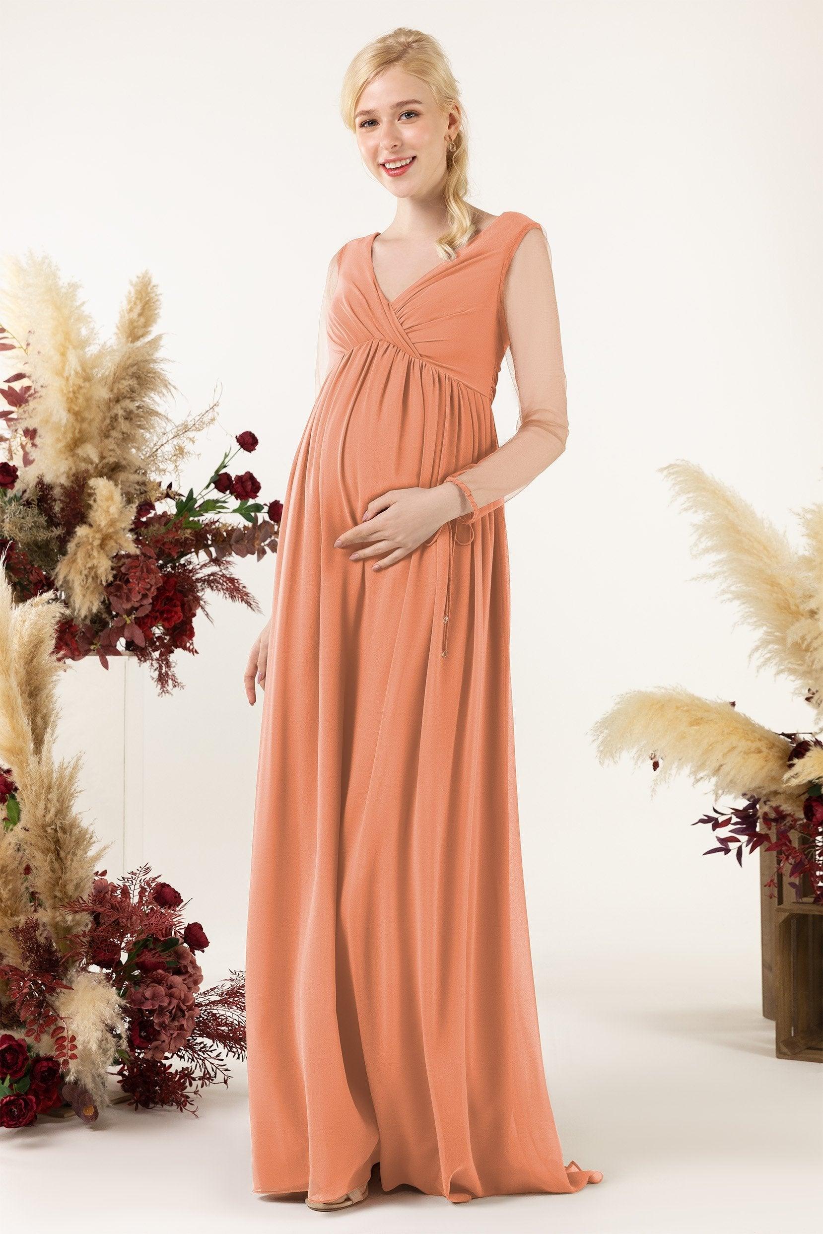 A-Line Sweep-Brush Train Chiffon Bridesmaid Dress CB0461M - COCOMELODY
