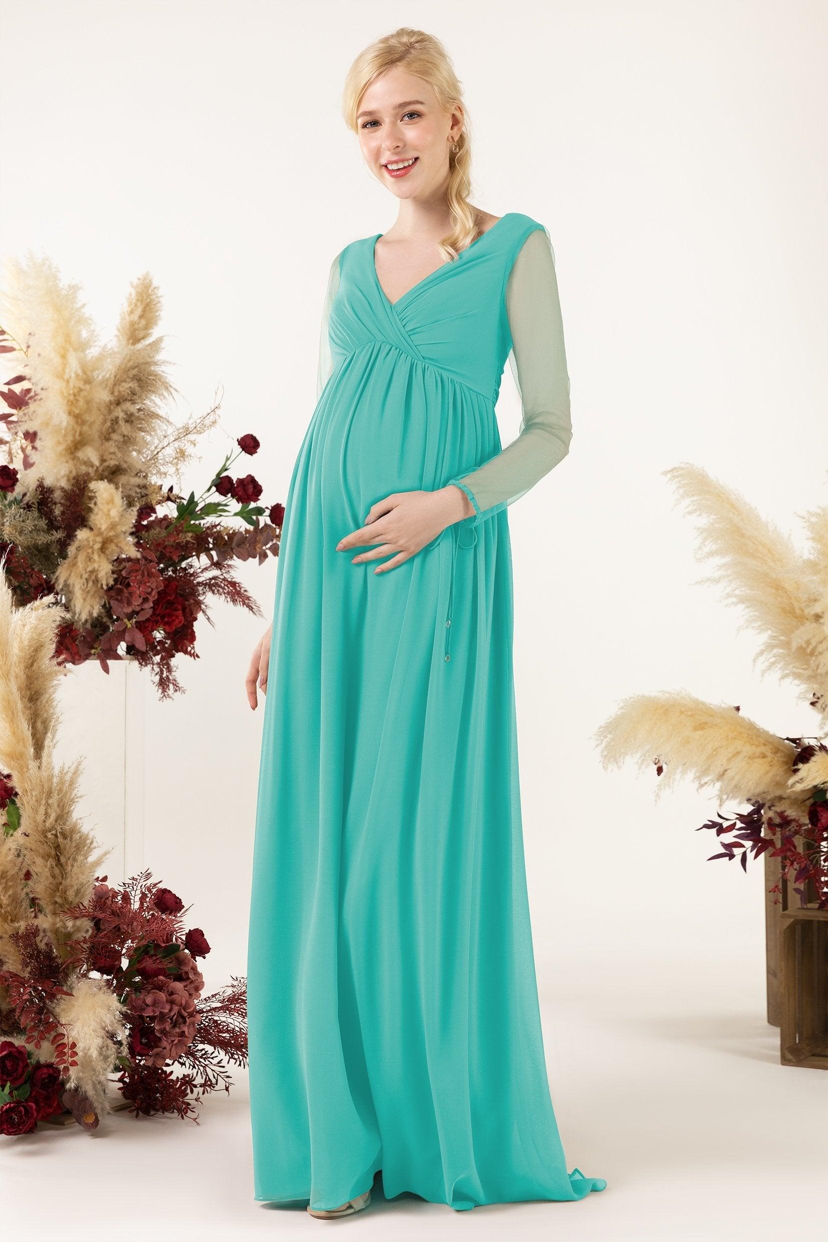 A-Line Sweep-Brush Train Chiffon Bridesmaid Dress CB0461M - COCOMELODY