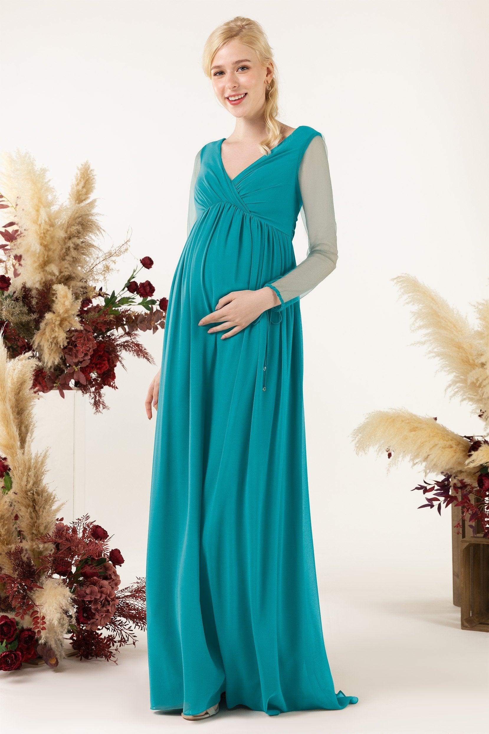 A-Line Sweep-Brush Train Chiffon Bridesmaid Dress CB0461M - COCOMELODY