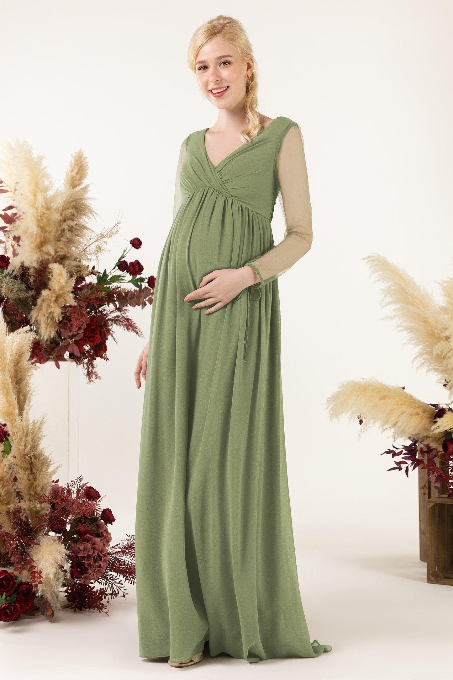 A-Line Sweep-Brush Train Chiffon Bridesmaid Dress CB0461M - COCOMELODY
