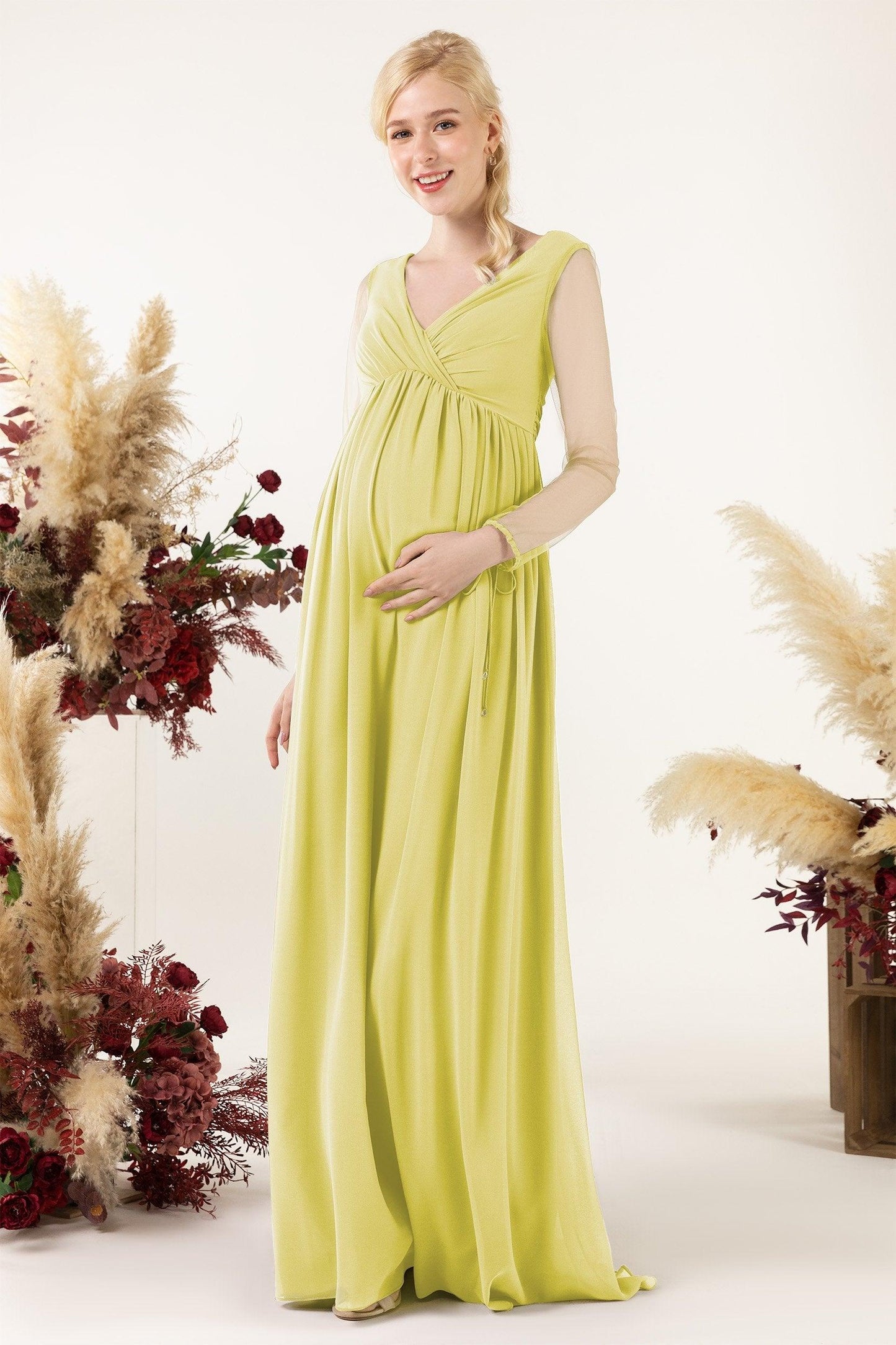 A-Line Sweep-Brush Train Chiffon Bridesmaid Dress CB0461M - COCOMELODY