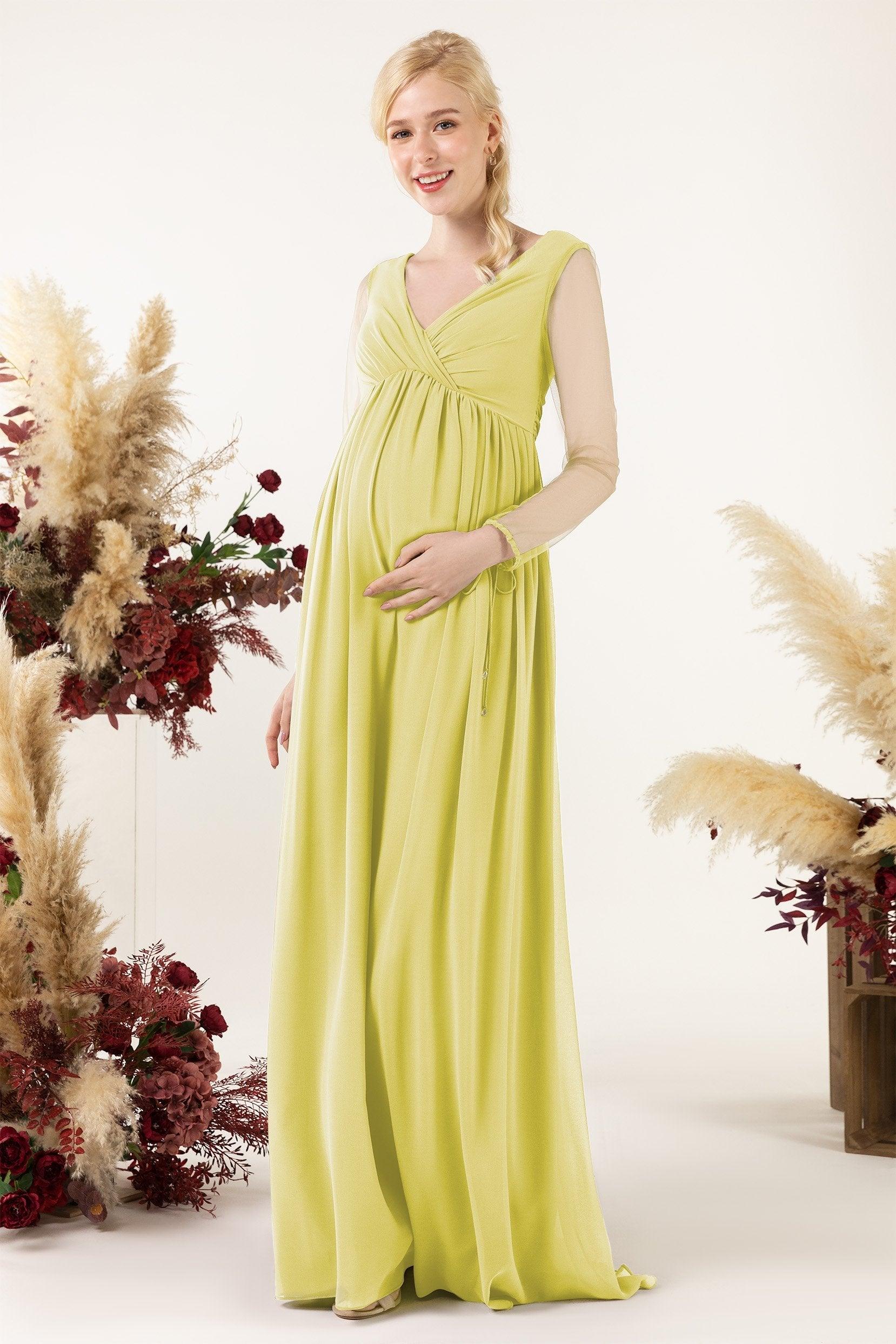 A-Line Sweep-Brush Train Chiffon Bridesmaid Dress CB0461M - COCOMELODY