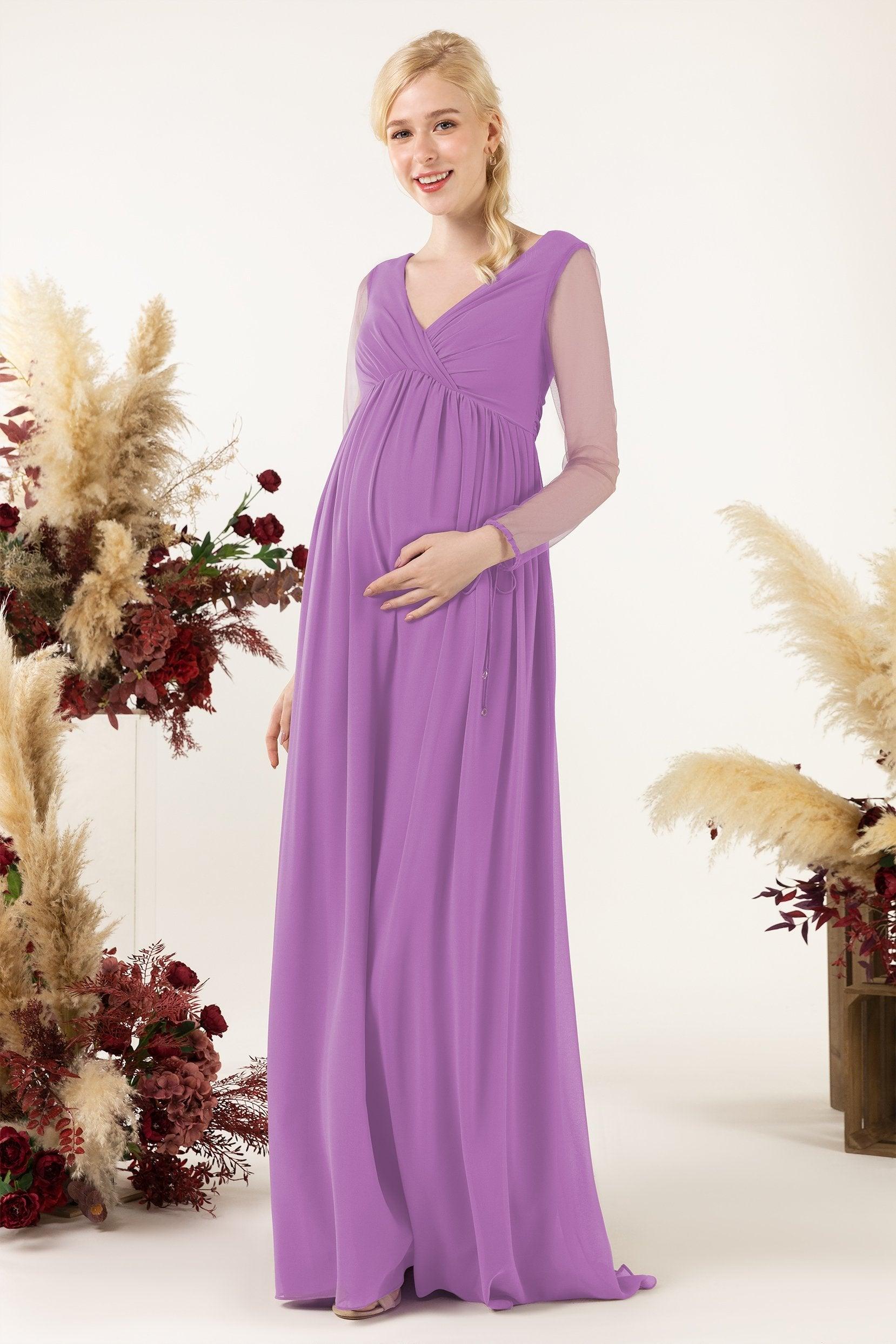 A-Line Sweep-Brush Train Chiffon Bridesmaid Dress CB0461M - COCOMELODY