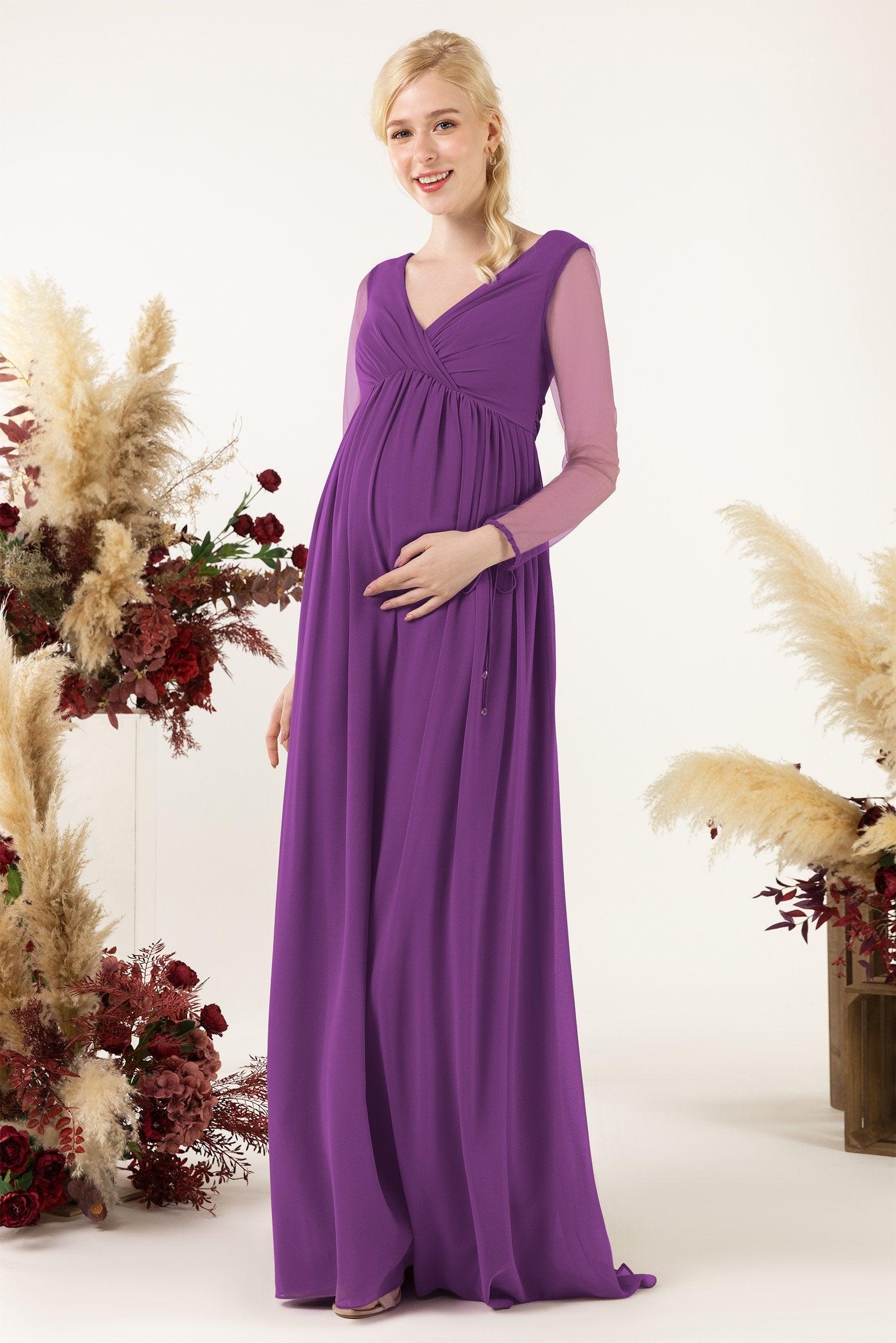 A-Line Sweep-Brush Train Chiffon Bridesmaid Dress CB0461M - COCOMELODY