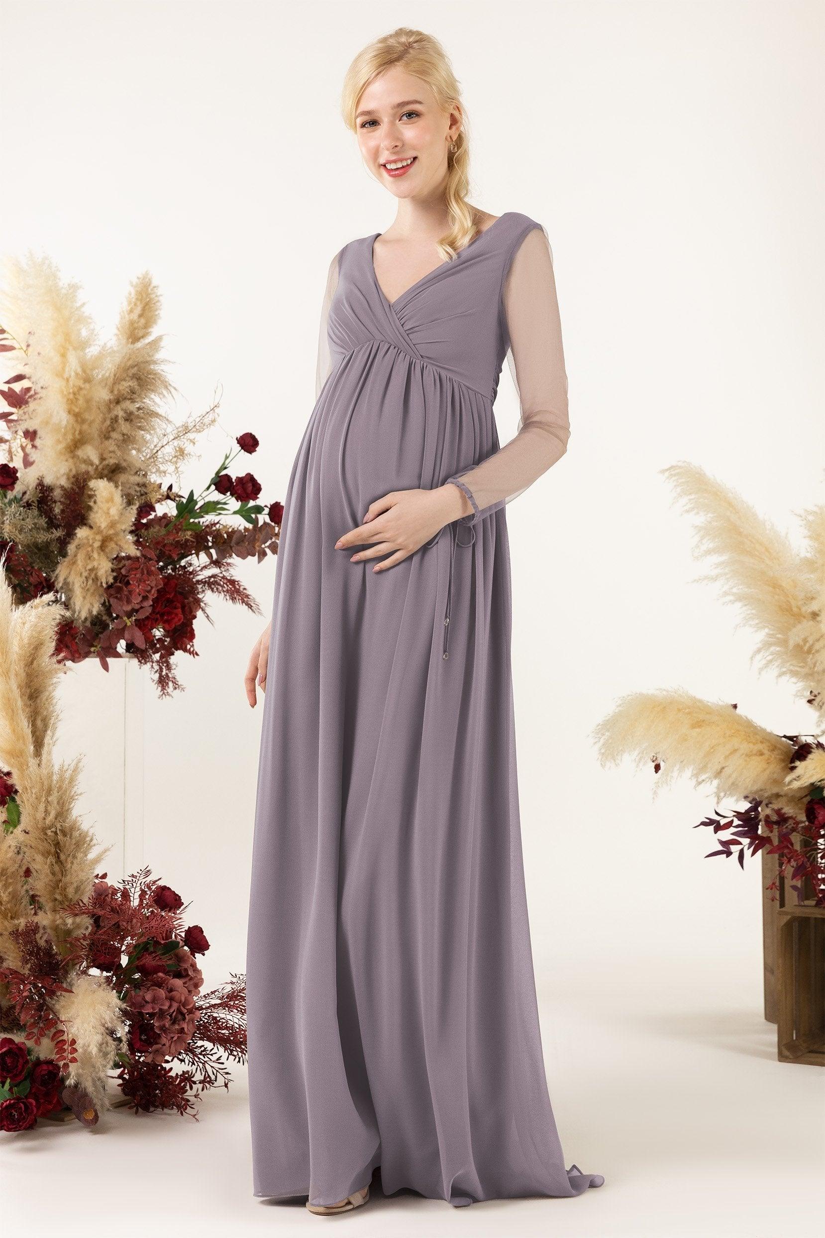 A-Line Sweep-Brush Train Chiffon Bridesmaid Dress CB0461M - COCOMELODY