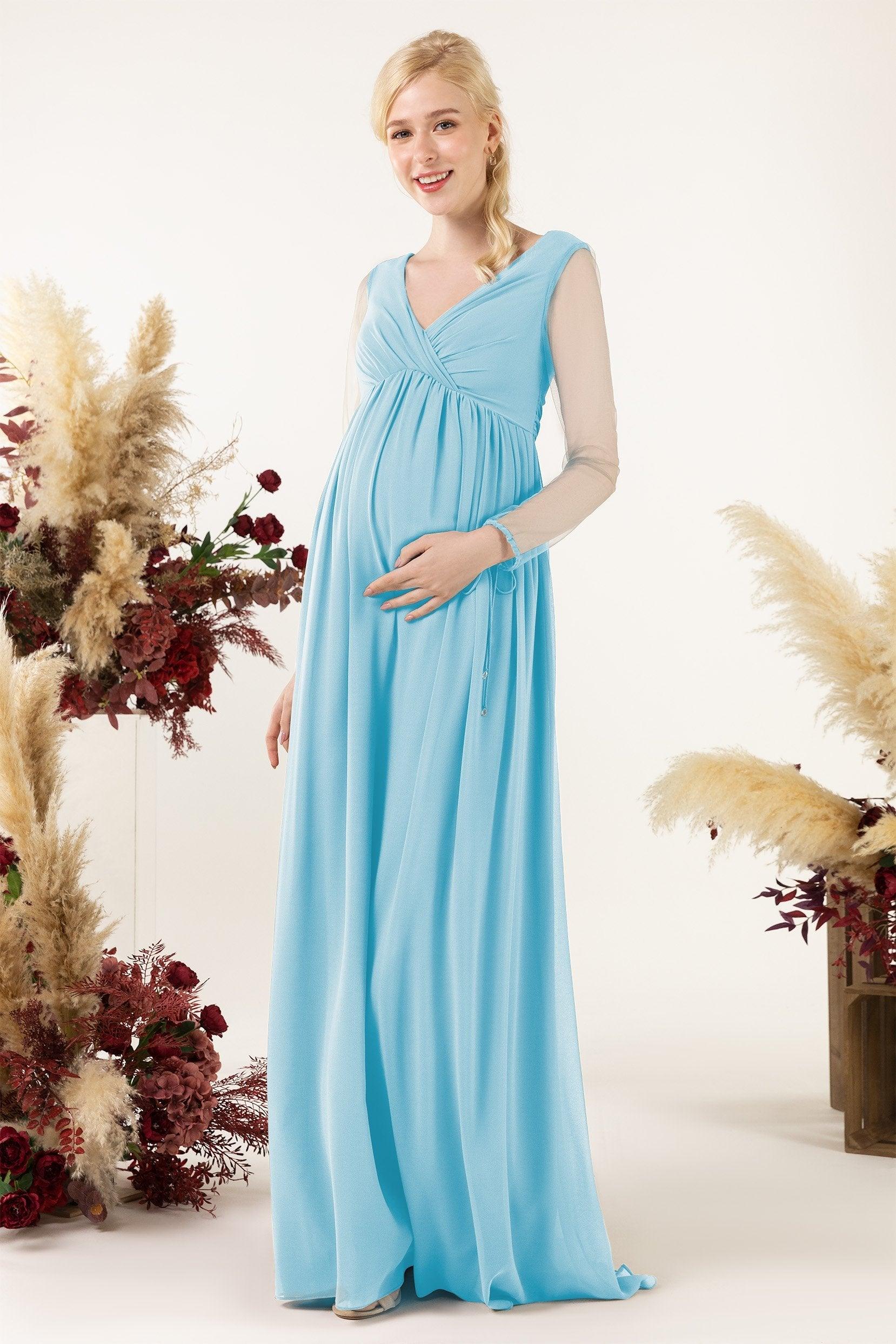 A-Line Sweep-Brush Train Chiffon Bridesmaid Dress CB0461M - COCOMELODY