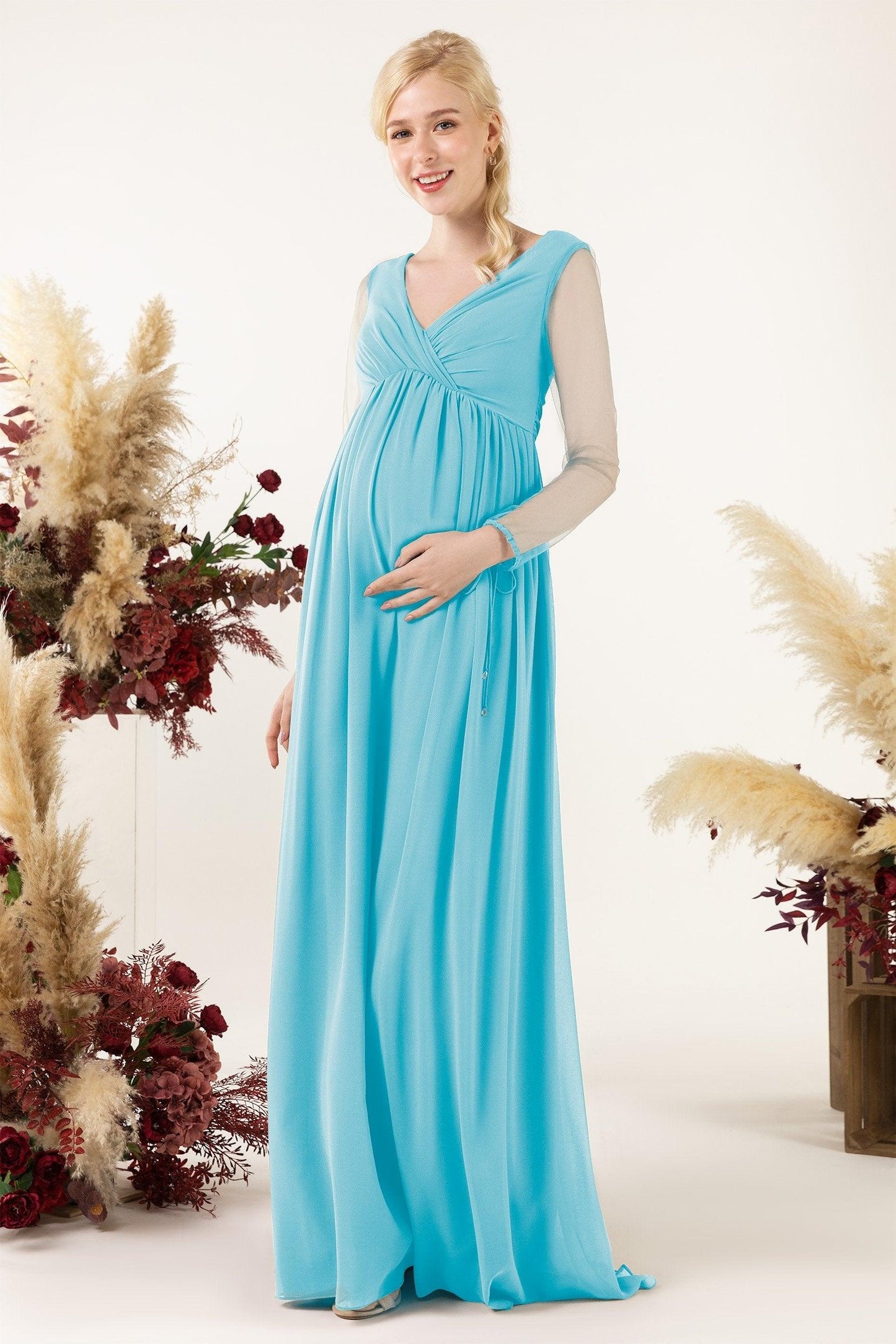 A-Line Sweep-Brush Train Chiffon Bridesmaid Dress CB0461M - COCOMELODY