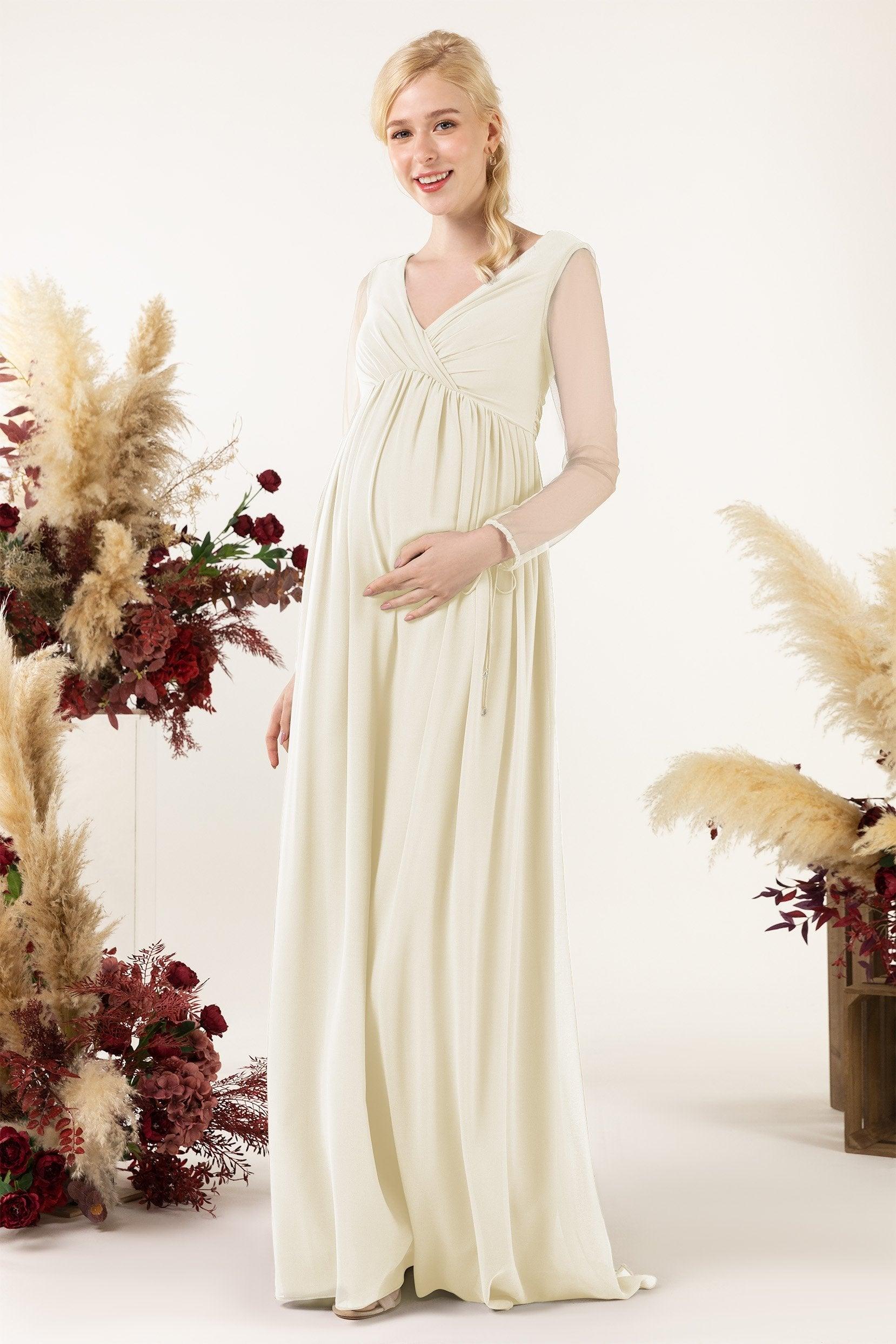 A-Line Sweep-Brush Train Chiffon Bridesmaid Dress CB0461M - COCOMELODY