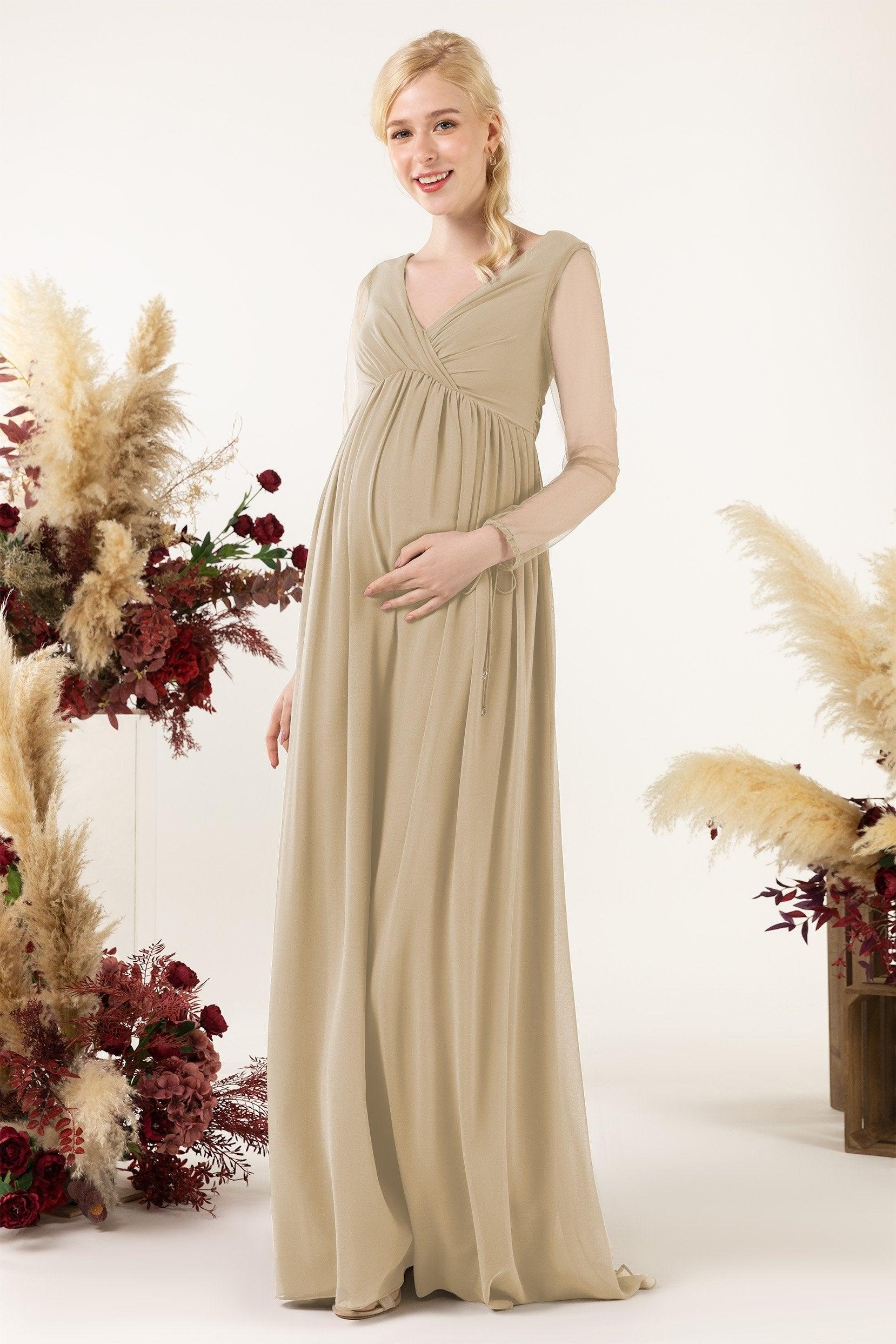 A-Line Sweep-Brush Train Chiffon Bridesmaid Dress CB0461M - COCOMELODY