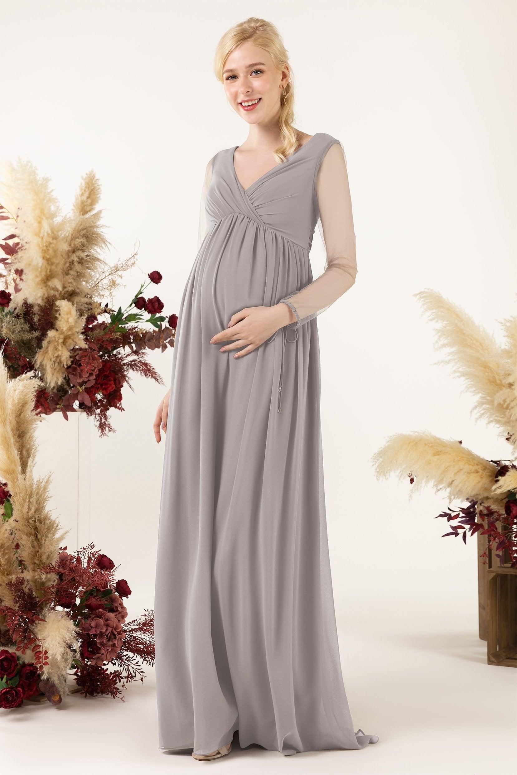 A-Line Sweep-Brush Train Chiffon Bridesmaid Dress CB0461M - COCOMELODY