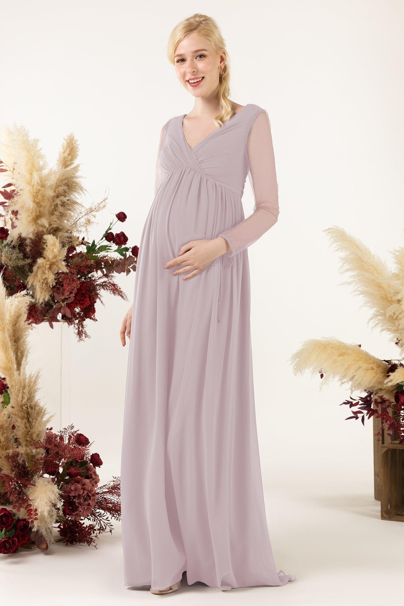 A-Line Sweep-Brush Train Chiffon Bridesmaid Dress CB0461M - COCOMELODY