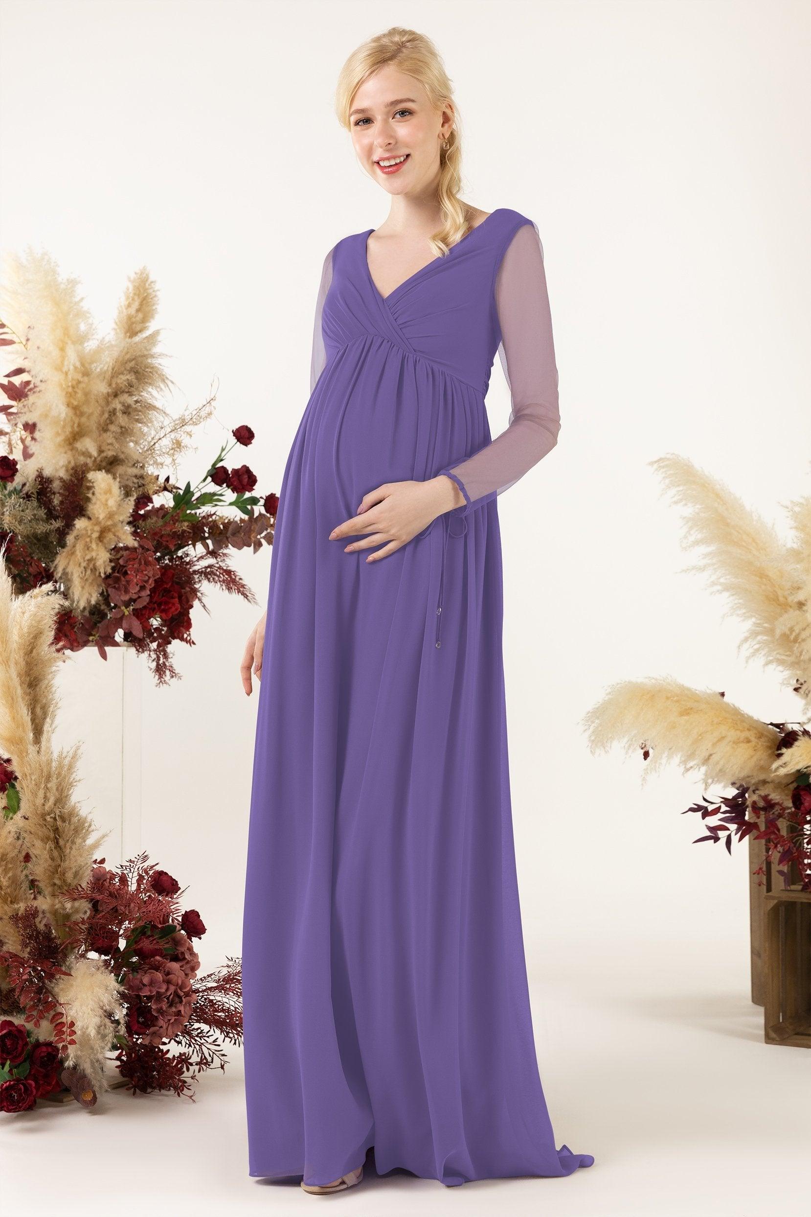 A-Line Sweep-Brush Train Chiffon Bridesmaid Dress CB0461M - COCOMELODY