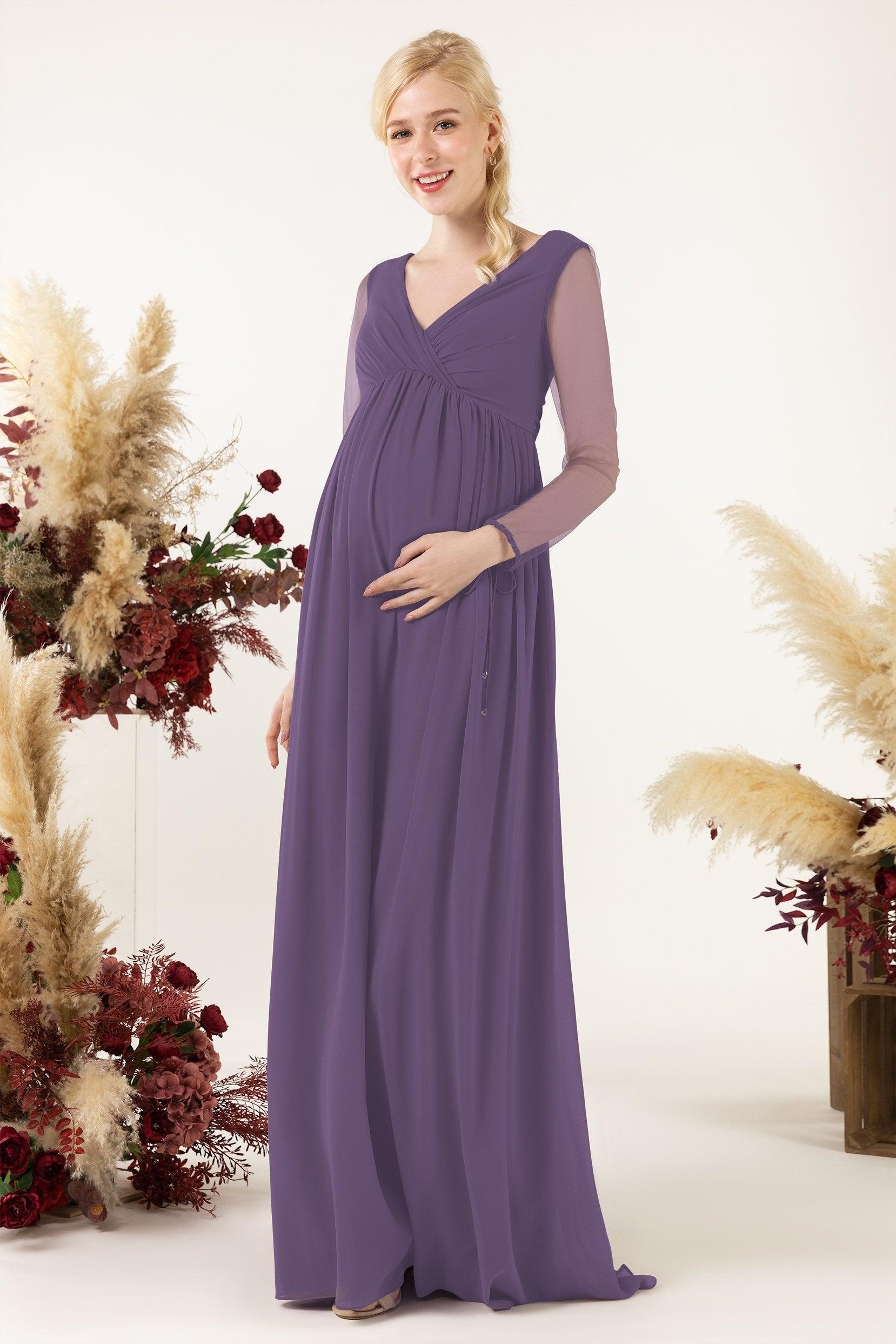 A-Line Sweep-Brush Train Chiffon Bridesmaid Dress CB0461M - COCOMELODY