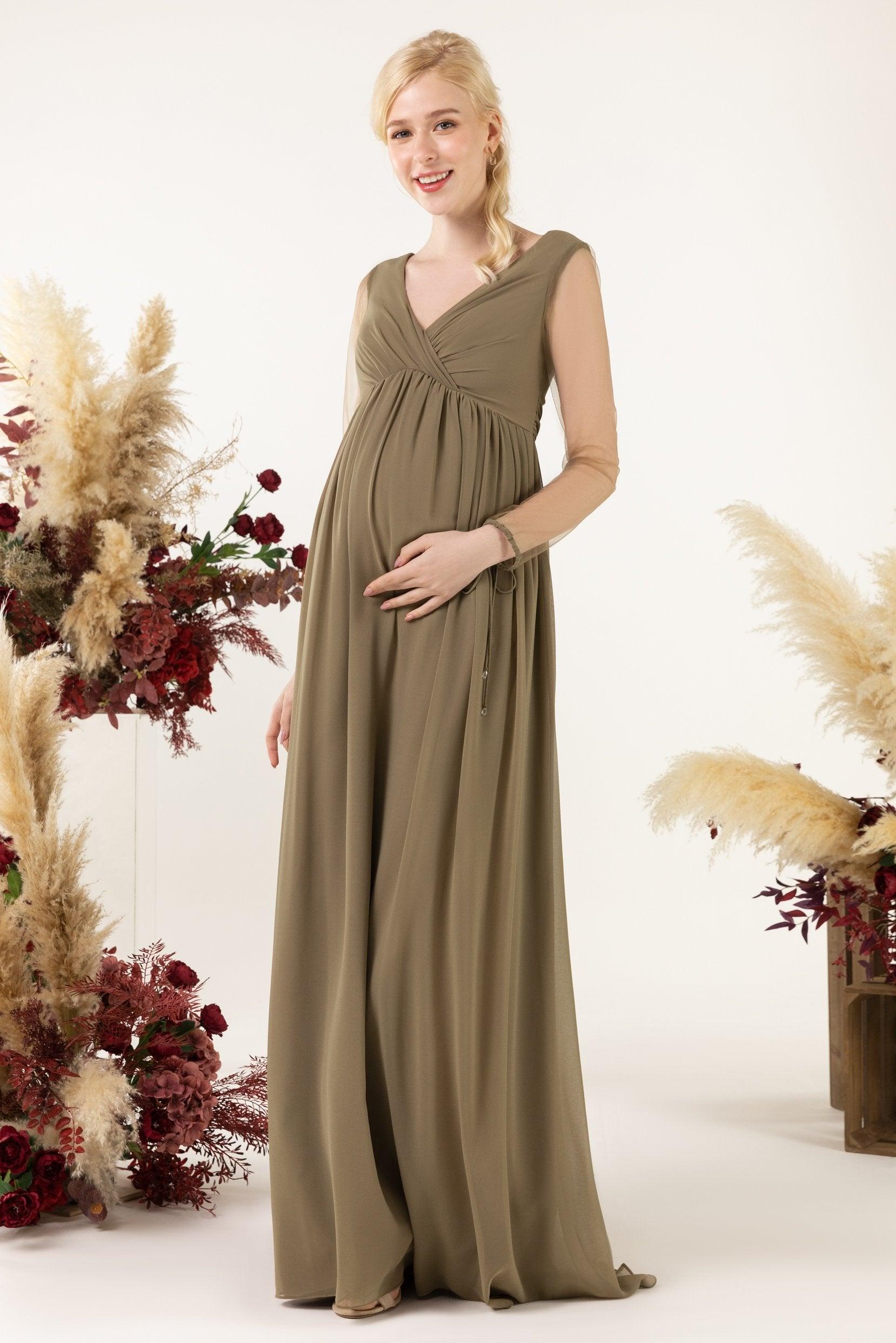 A-Line Sweep-Brush Train Chiffon Bridesmaid Dress CB0461M - COCOMELODY