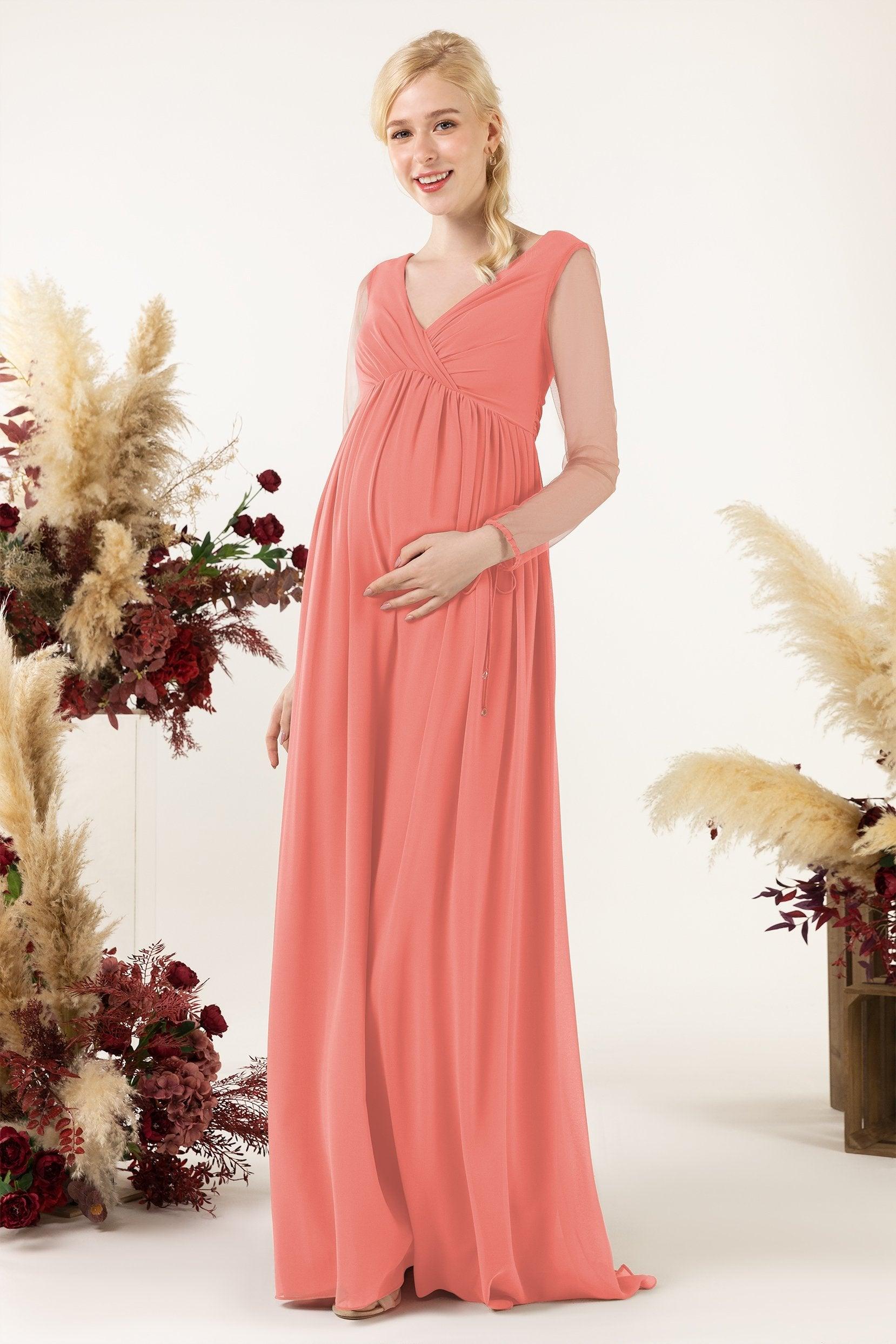 A-Line Sweep-Brush Train Chiffon Bridesmaid Dress CB0461M - COCOMELODY