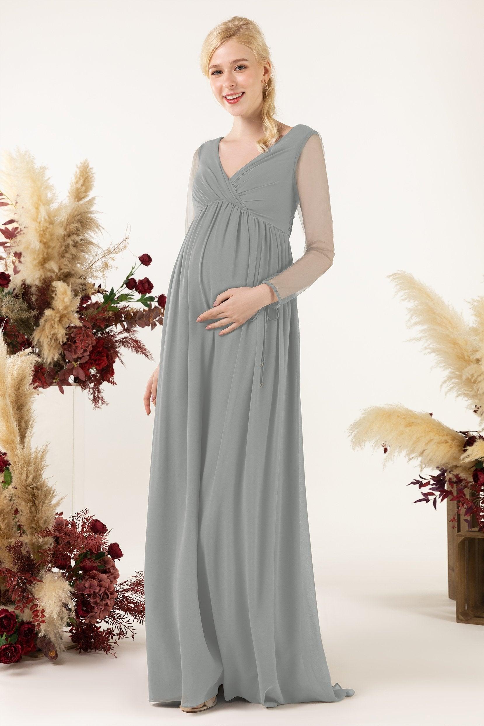 A-Line Sweep-Brush Train Chiffon Bridesmaid Dress CB0461M - COCOMELODY