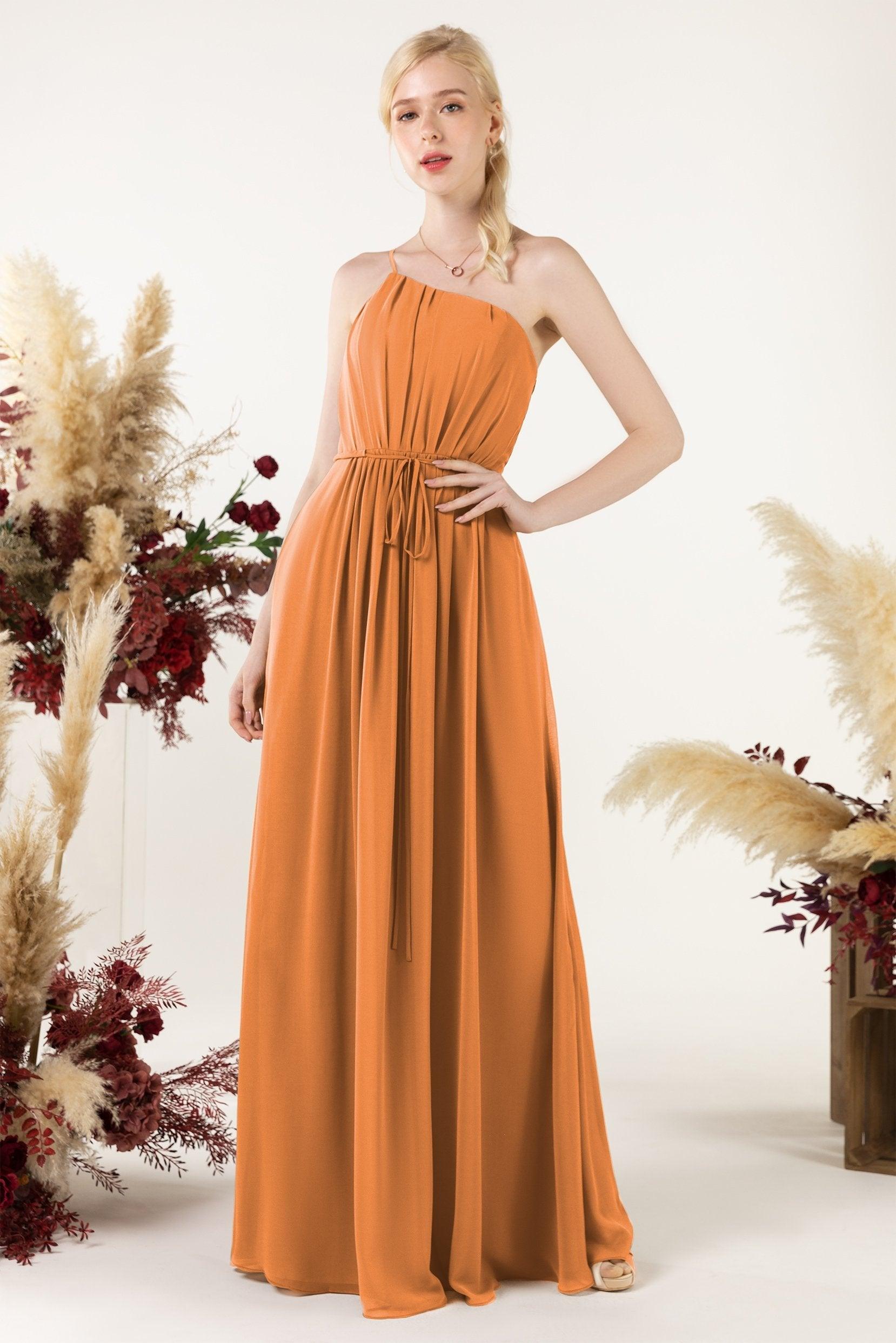 A-Line Floor Length Chiffon Bridesmaid Dress CB0462 - COCOMELODY