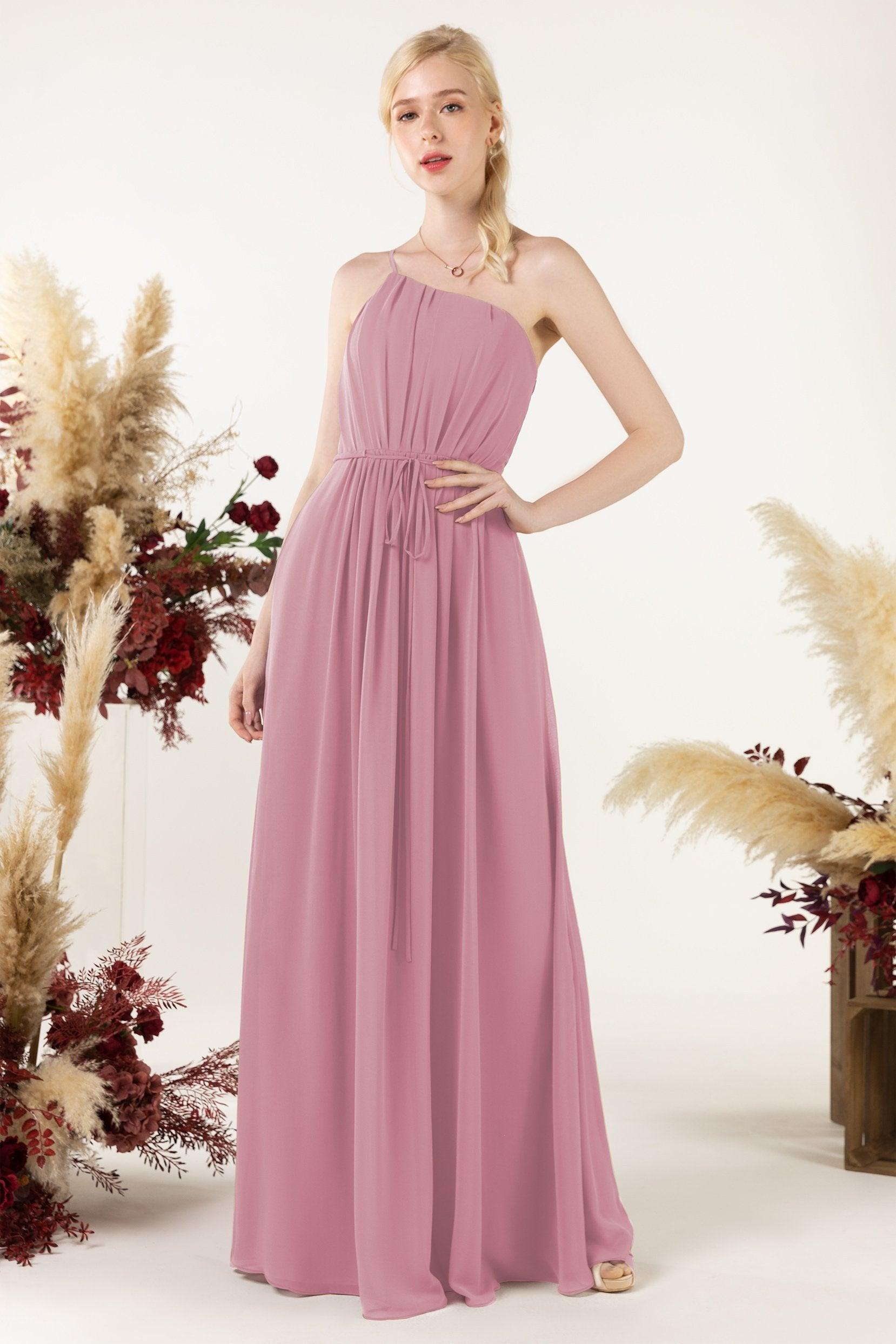 A-Line Floor Length Chiffon Bridesmaid Dress CB0462 - COCOMELODY