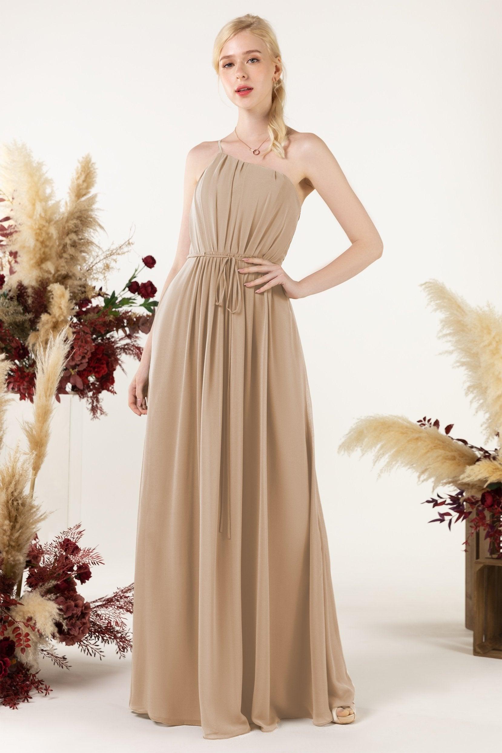 A-Line Floor Length Chiffon Bridesmaid Dress CB0462 - COCOMELODY