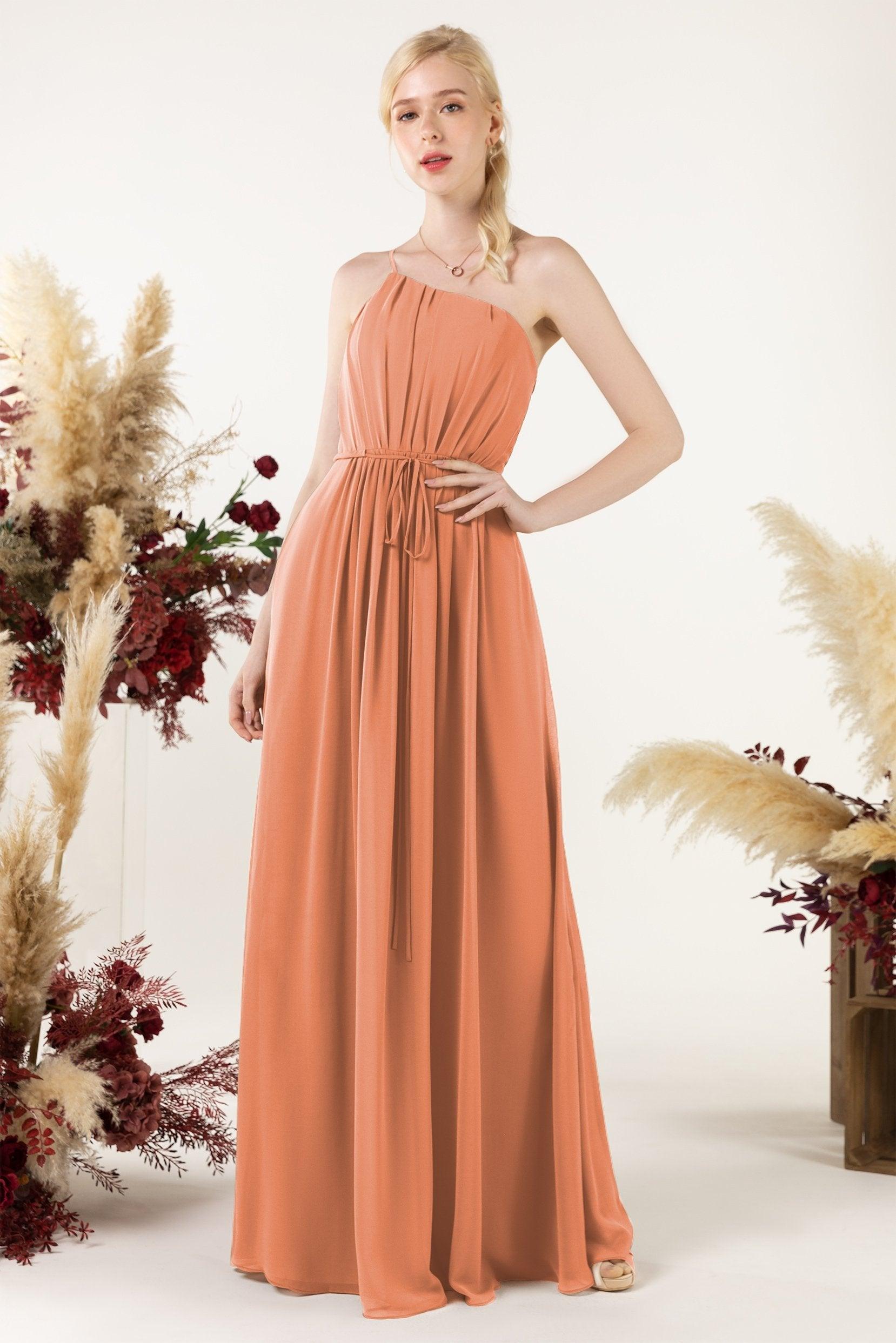 A-Line Floor Length Chiffon Bridesmaid Dress CB0462 - COCOMELODY