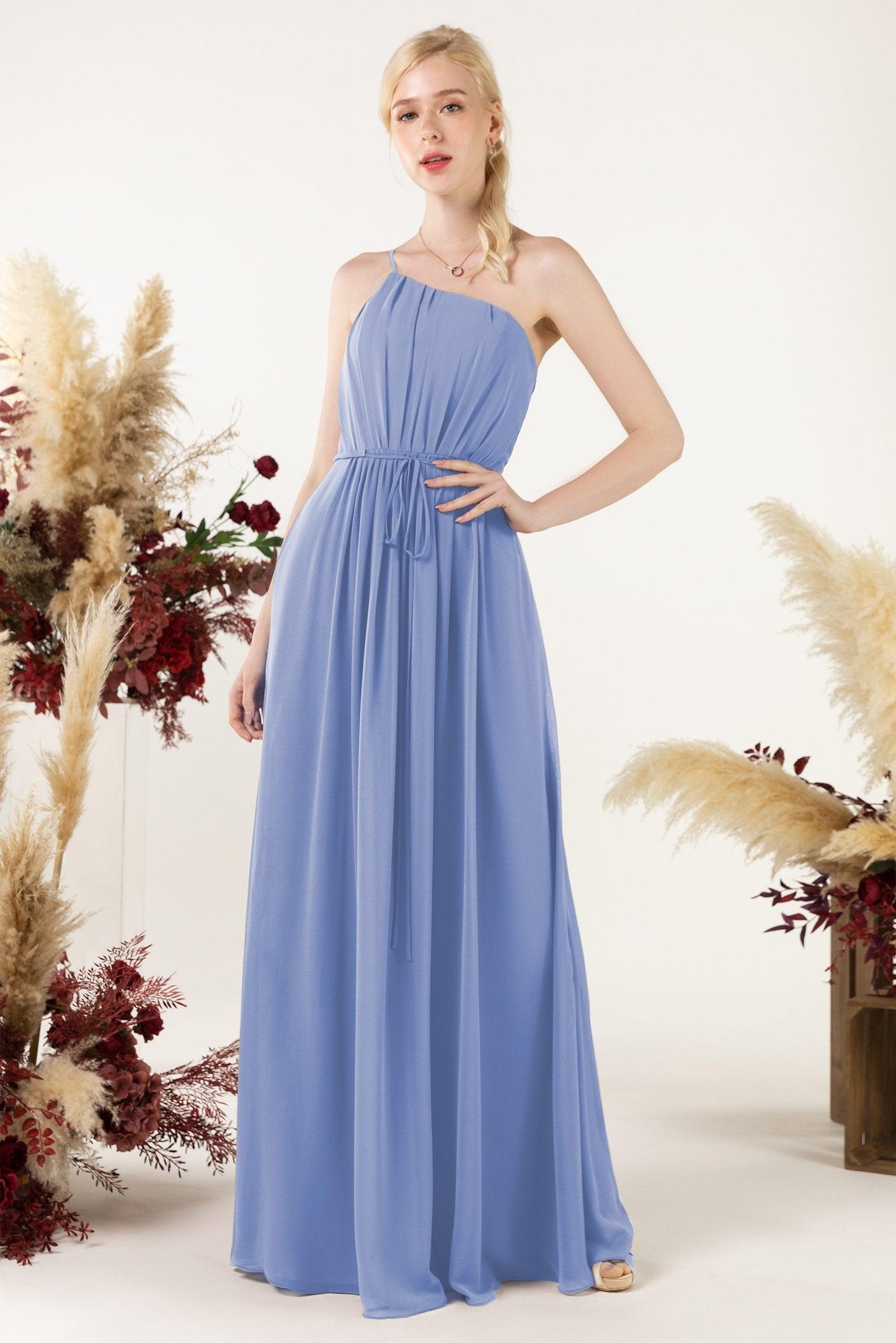 A-Line Floor Length Chiffon Bridesmaid Dress CB0462 - COCOMELODY