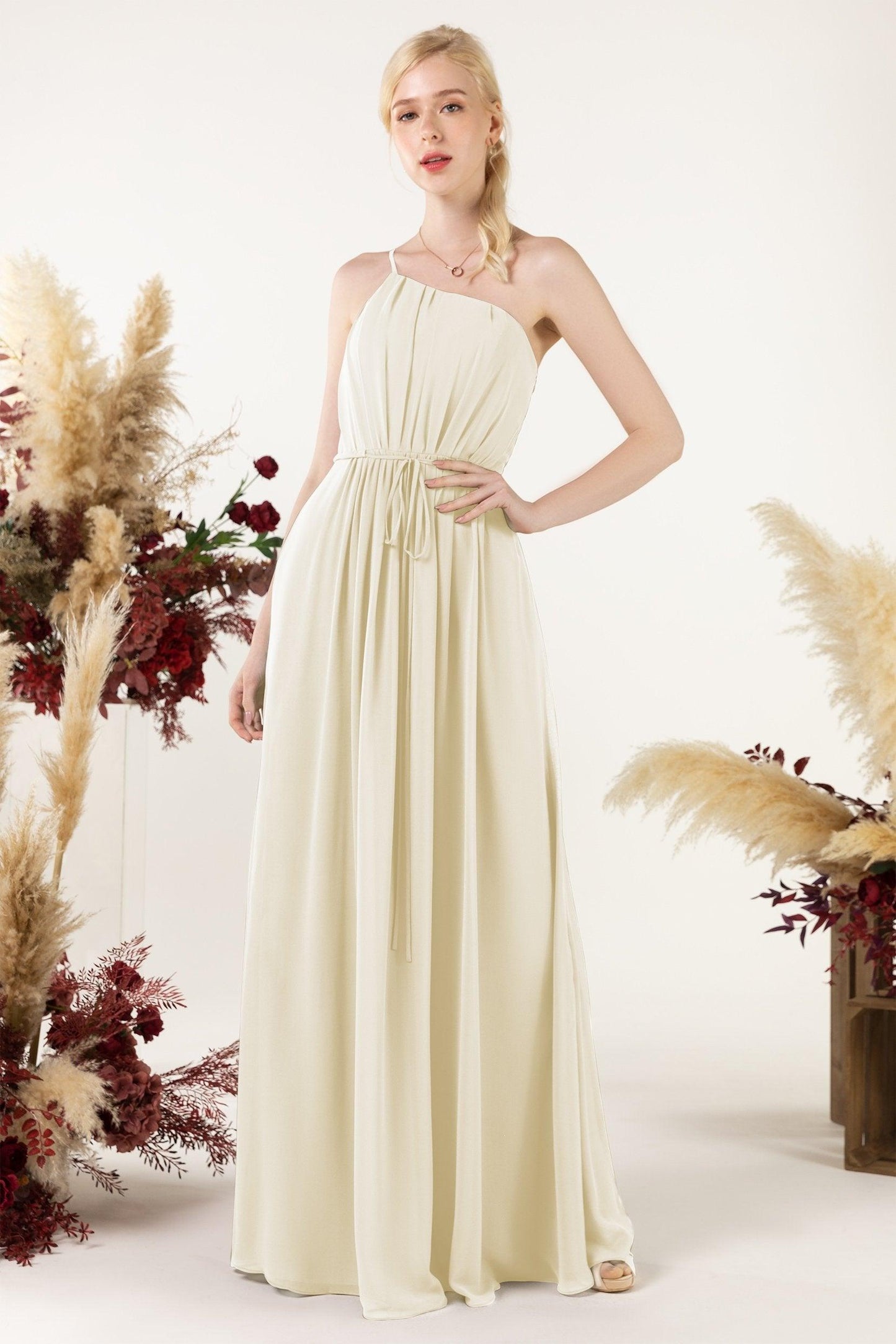 A-Line Floor Length Chiffon Bridesmaid Dress CB0462 - COCOMELODY