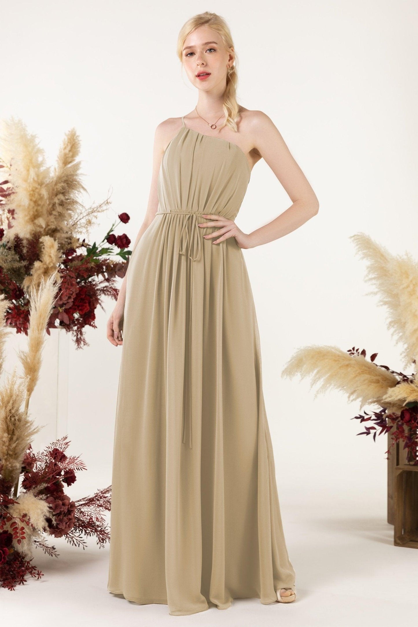 A-Line Floor Length Chiffon Bridesmaid Dress CB0462 - COCOMELODY