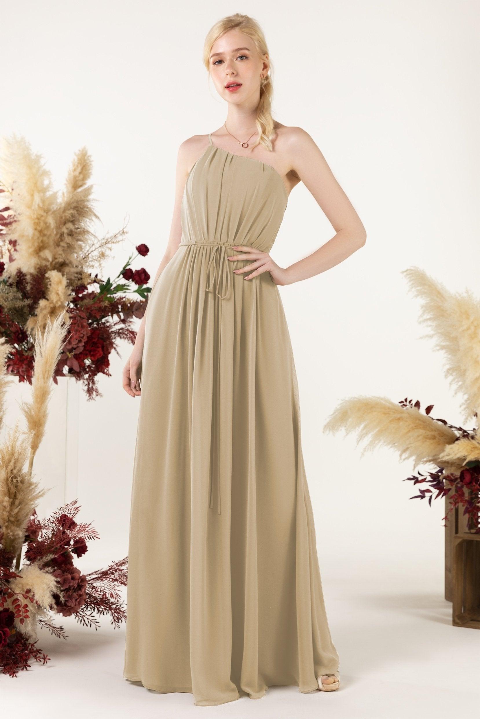 A-Line Floor Length Chiffon Bridesmaid Dress CB0462 - COCOMELODY
