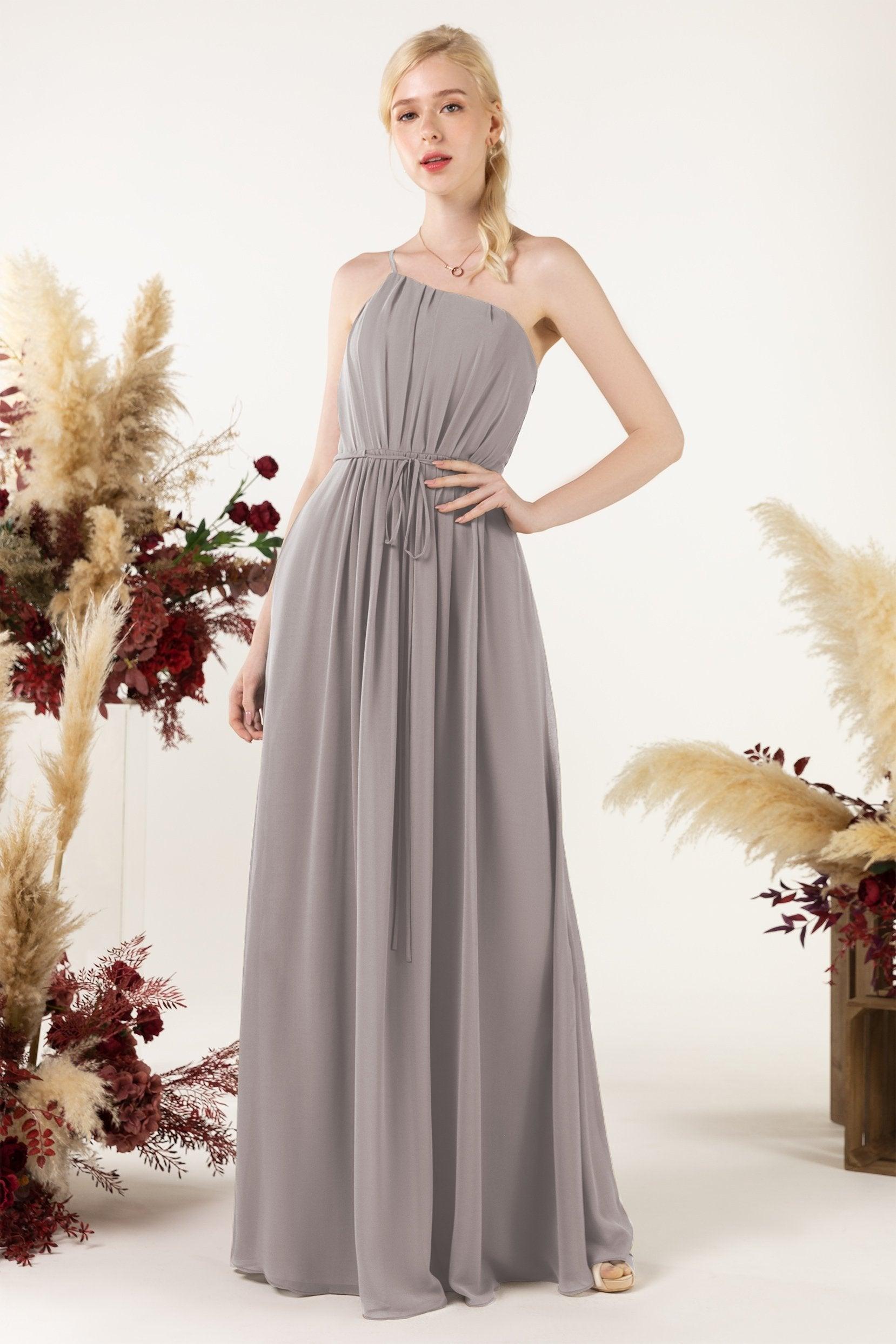A-Line Floor Length Chiffon Bridesmaid Dress CB0462 - COCOMELODY