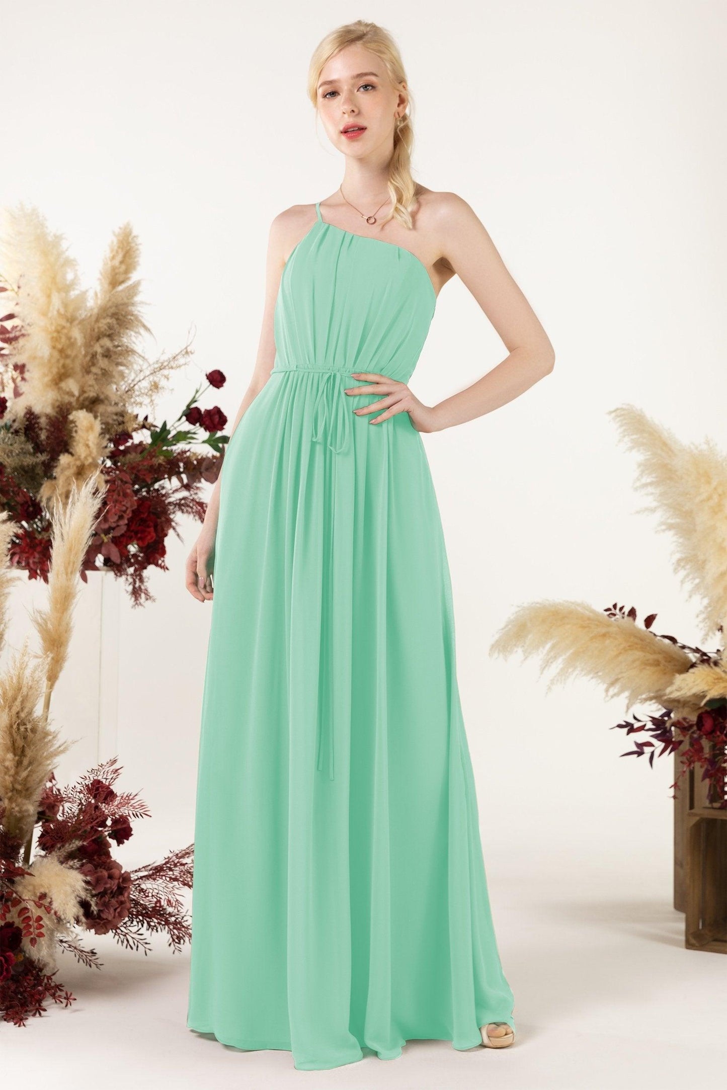 A-Line Floor Length Chiffon Bridesmaid Dress CB0462 - COCOMELODY