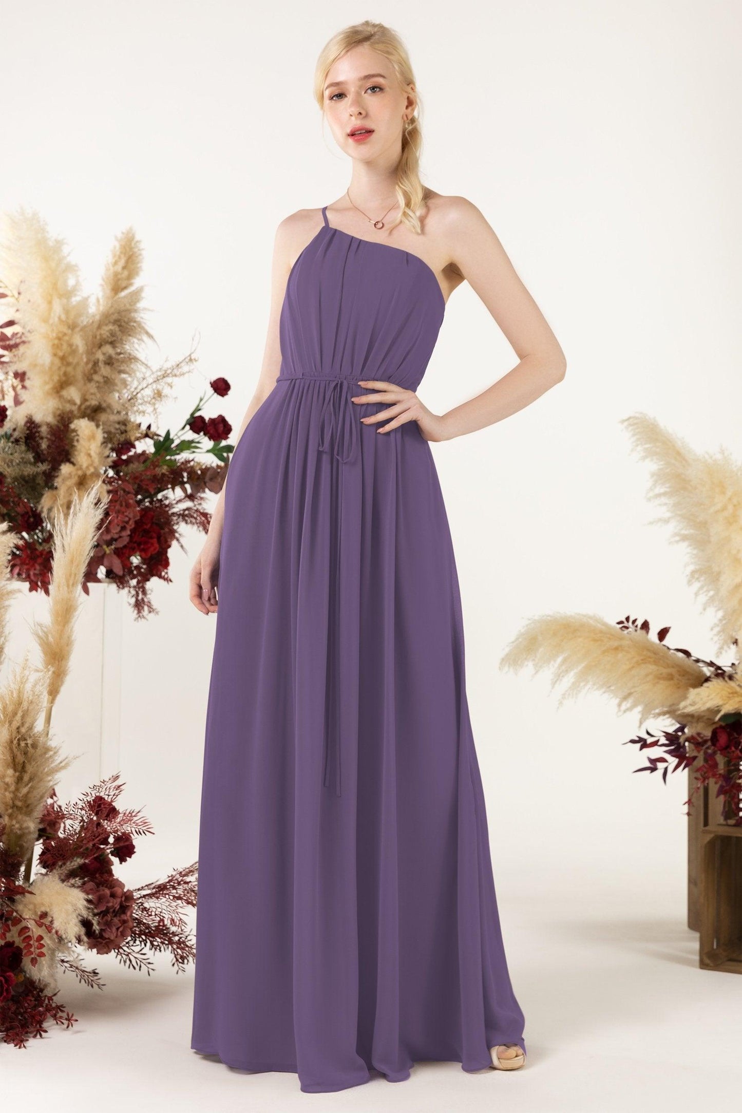 A-Line Floor Length Chiffon Bridesmaid Dress CB0462 - COCOMELODY