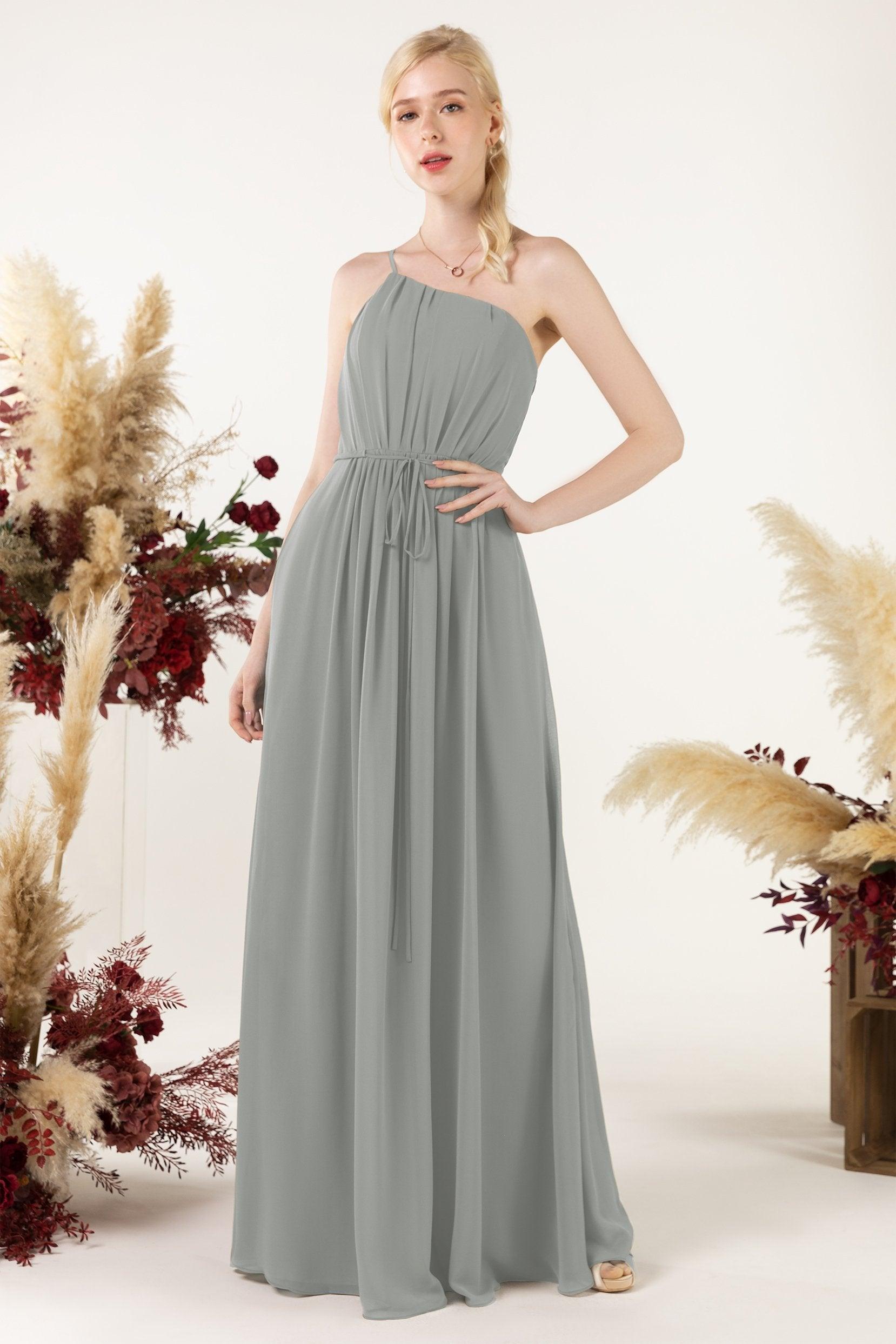 A-Line Floor Length Chiffon Bridesmaid Dress CB0462 - COCOMELODY