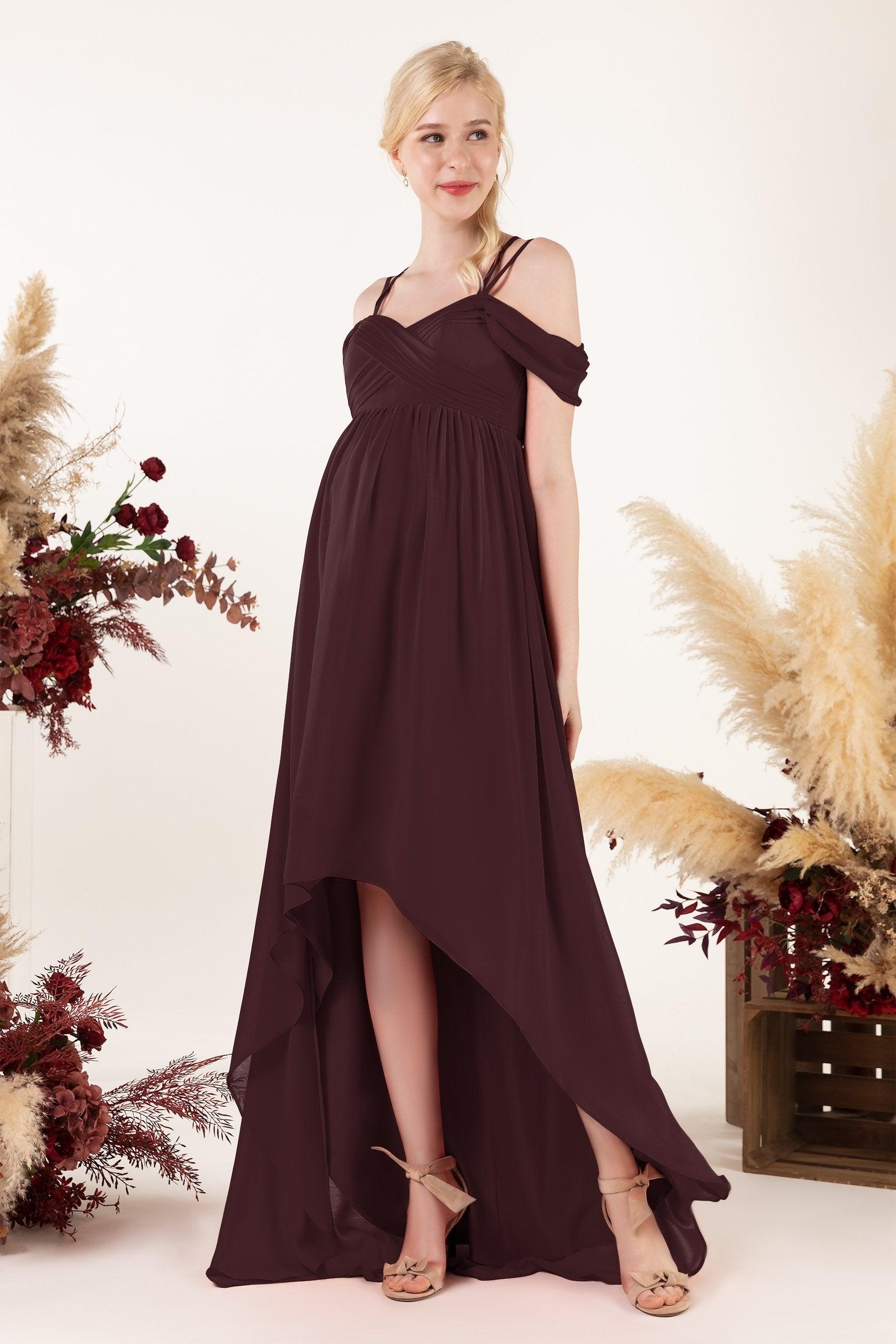Asymmetrical Sweep Train Chiffon Bridesmaid Dress CB0464M - COCOMELODY