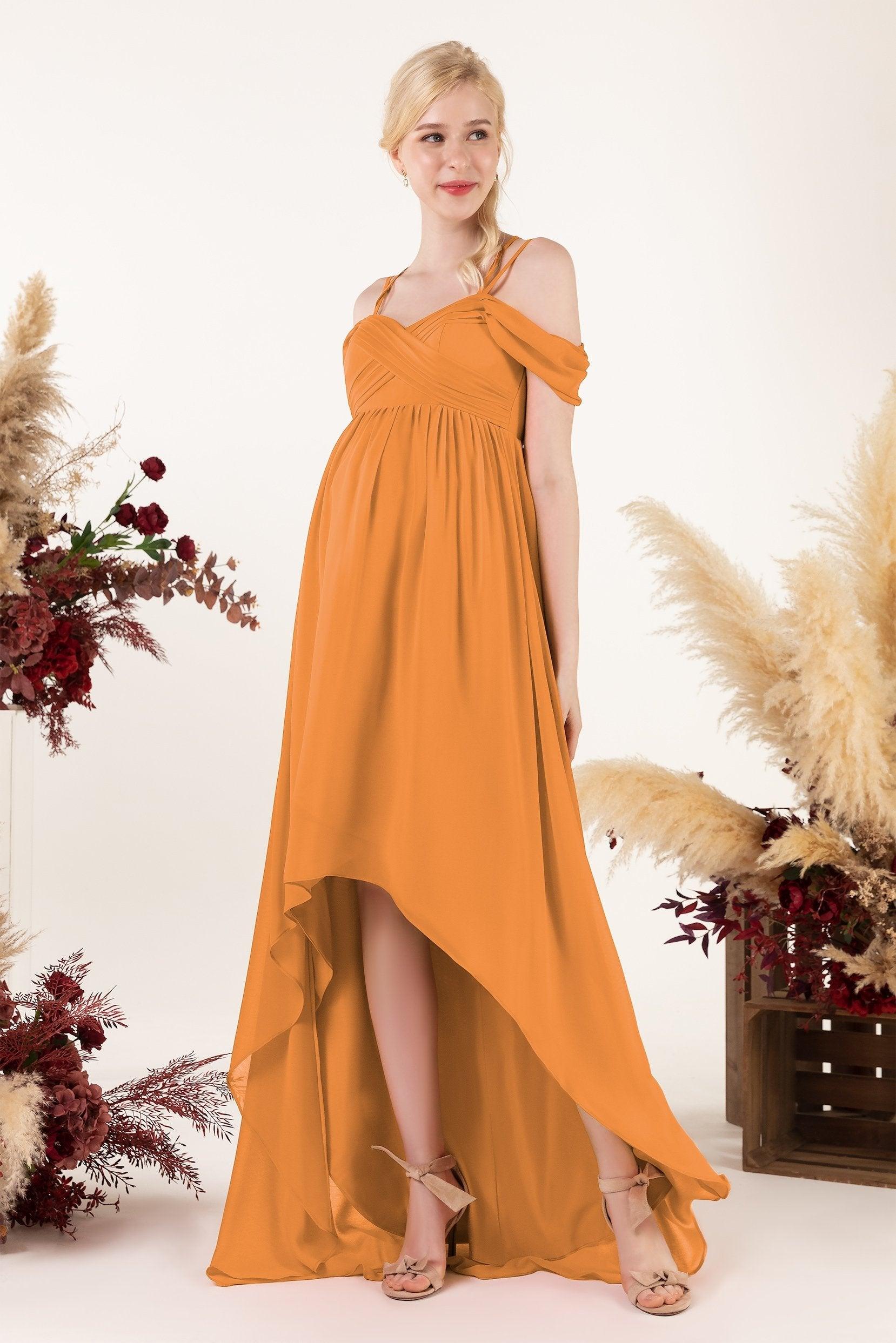 Asymmetrical Sweep Train Chiffon Bridesmaid Dress CB0464M - COCOMELODY