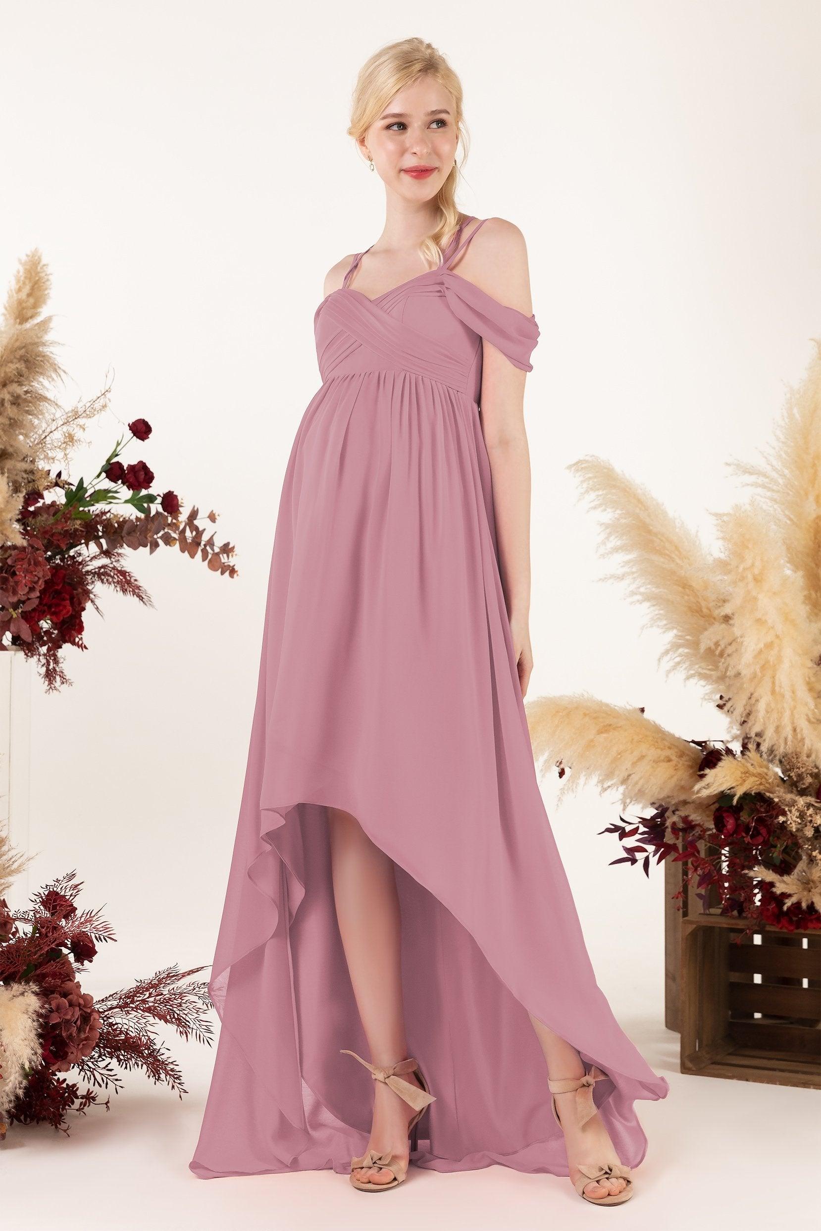 Asymmetrical Sweep Train Chiffon Bridesmaid Dress CB0464M - COCOMELODY