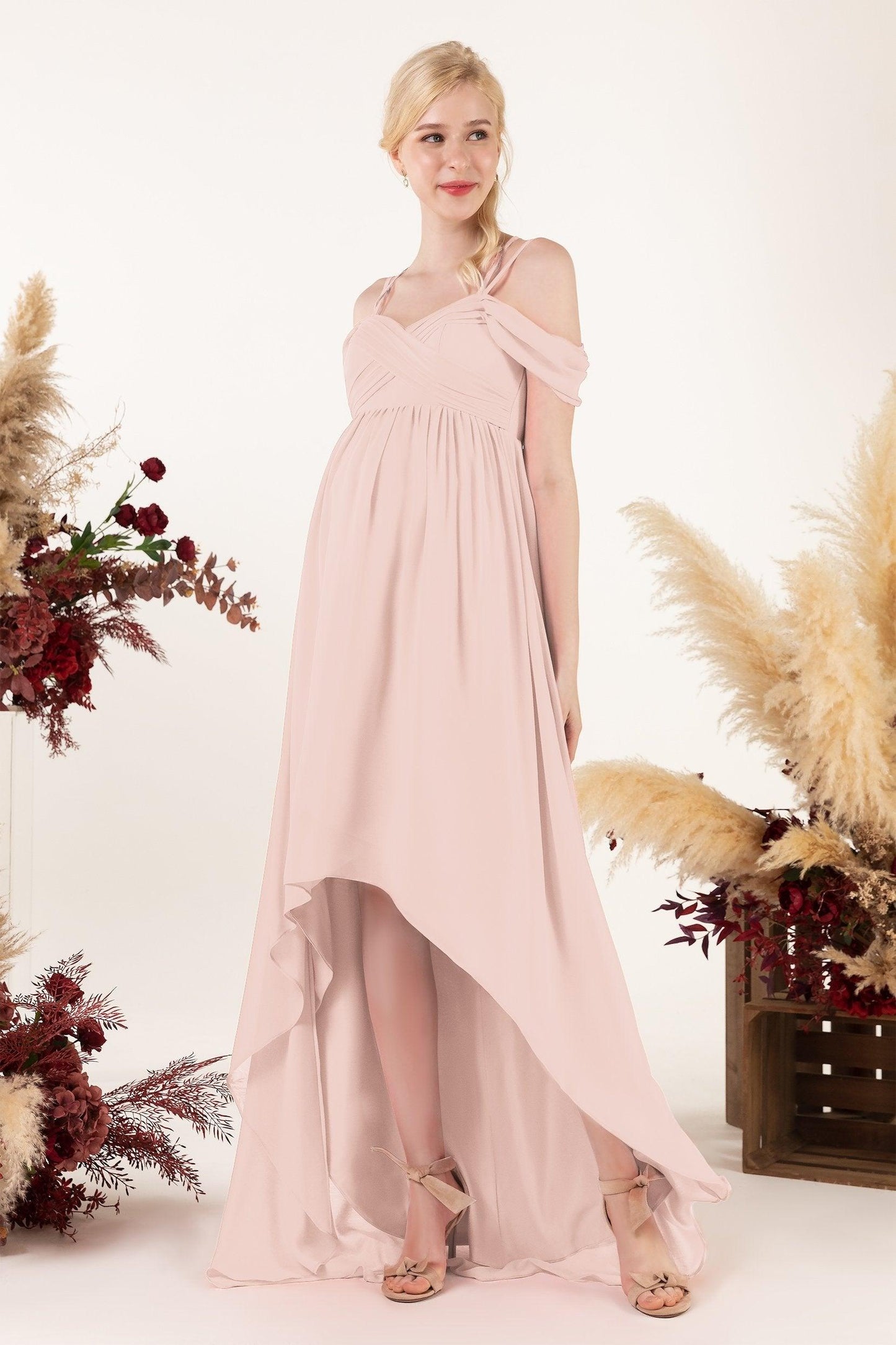 Asymmetrical Sweep Train Chiffon Bridesmaid Dress CB0464M - COCOMELODY