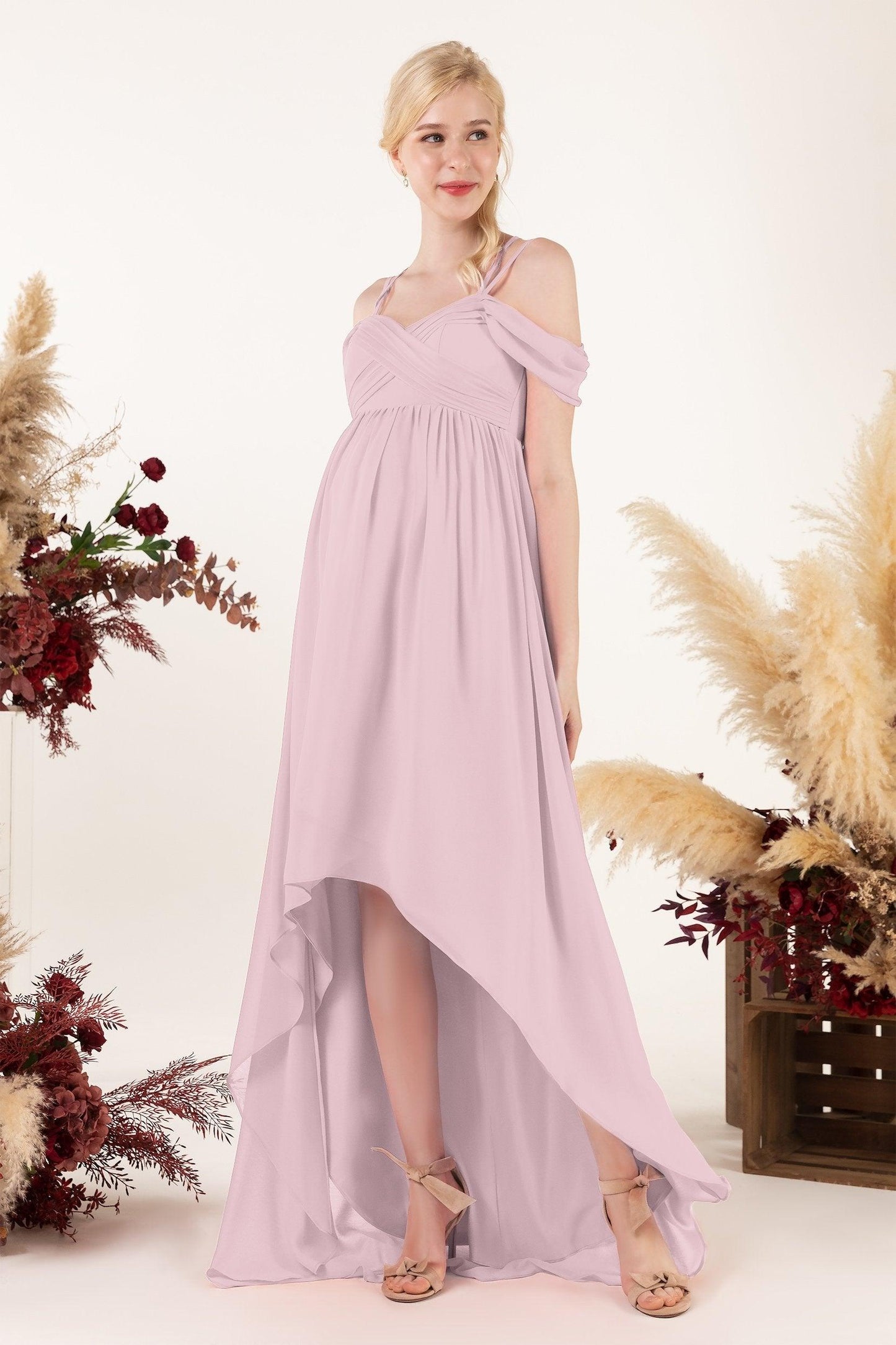 Asymmetrical Sweep Train Chiffon Bridesmaid Dress CB0464M - COCOMELODY